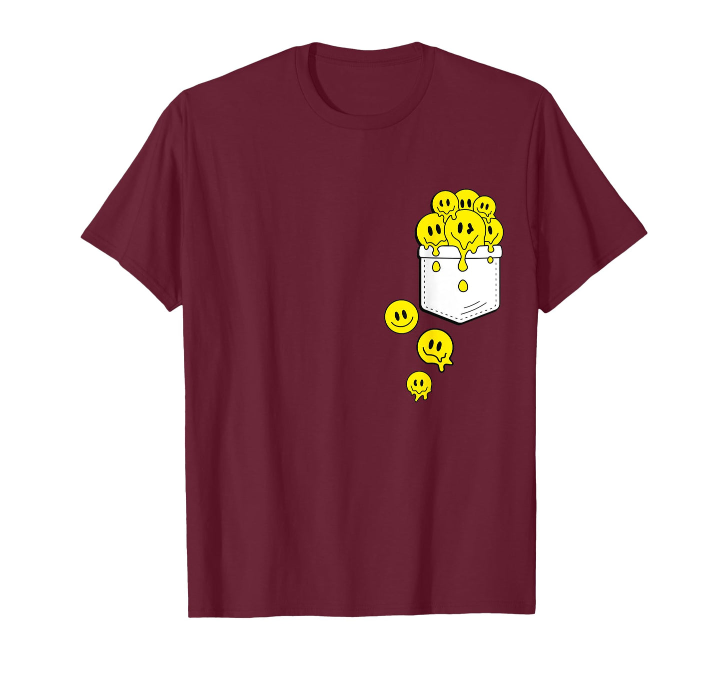 Pocket Yellow Smile Faces Melting Happiness Graphic Designs T-Shirt