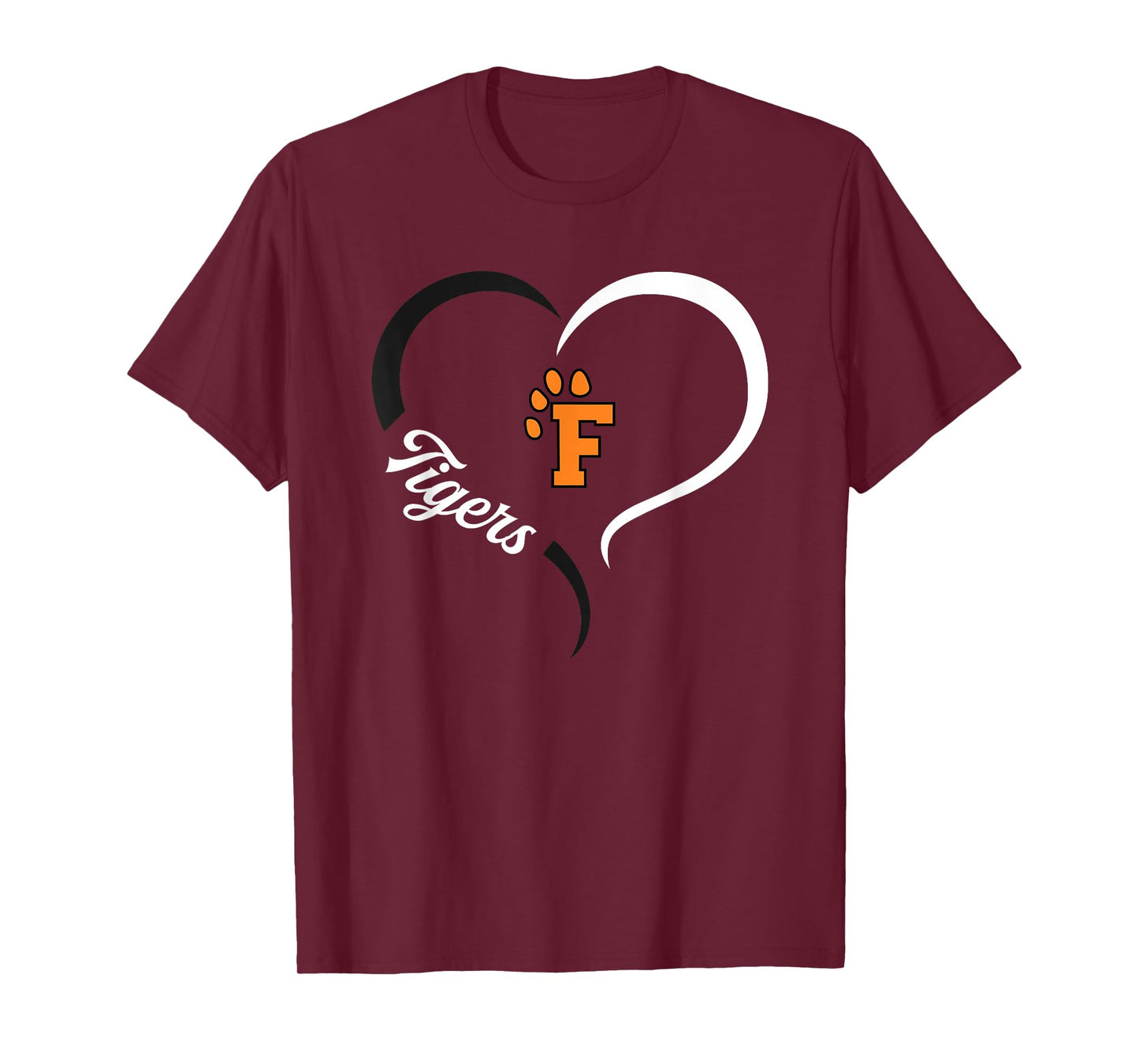 Fenton Tigers Logo Half Heart Slogan HS T-Shirt