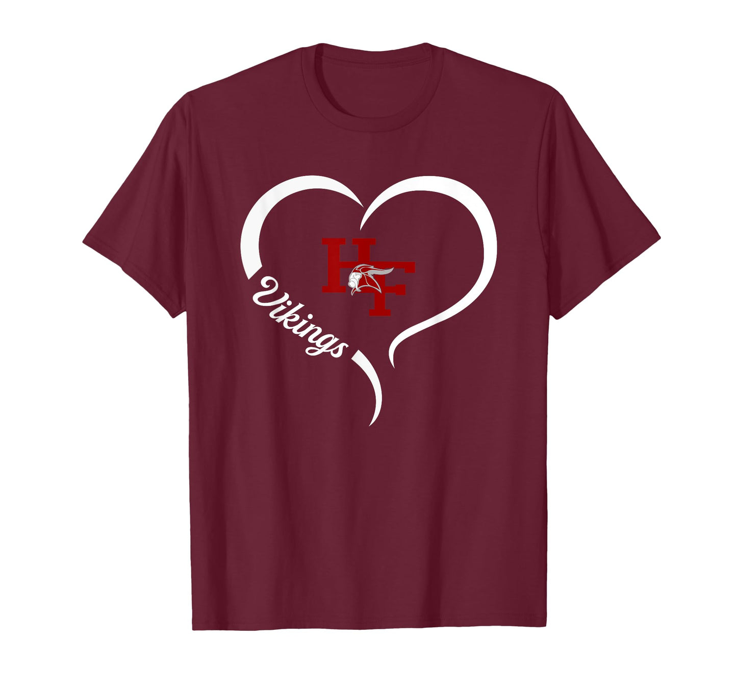 Homewood-Flossmoor Vikings Logo Half Heart Slogan HS T-Shirt