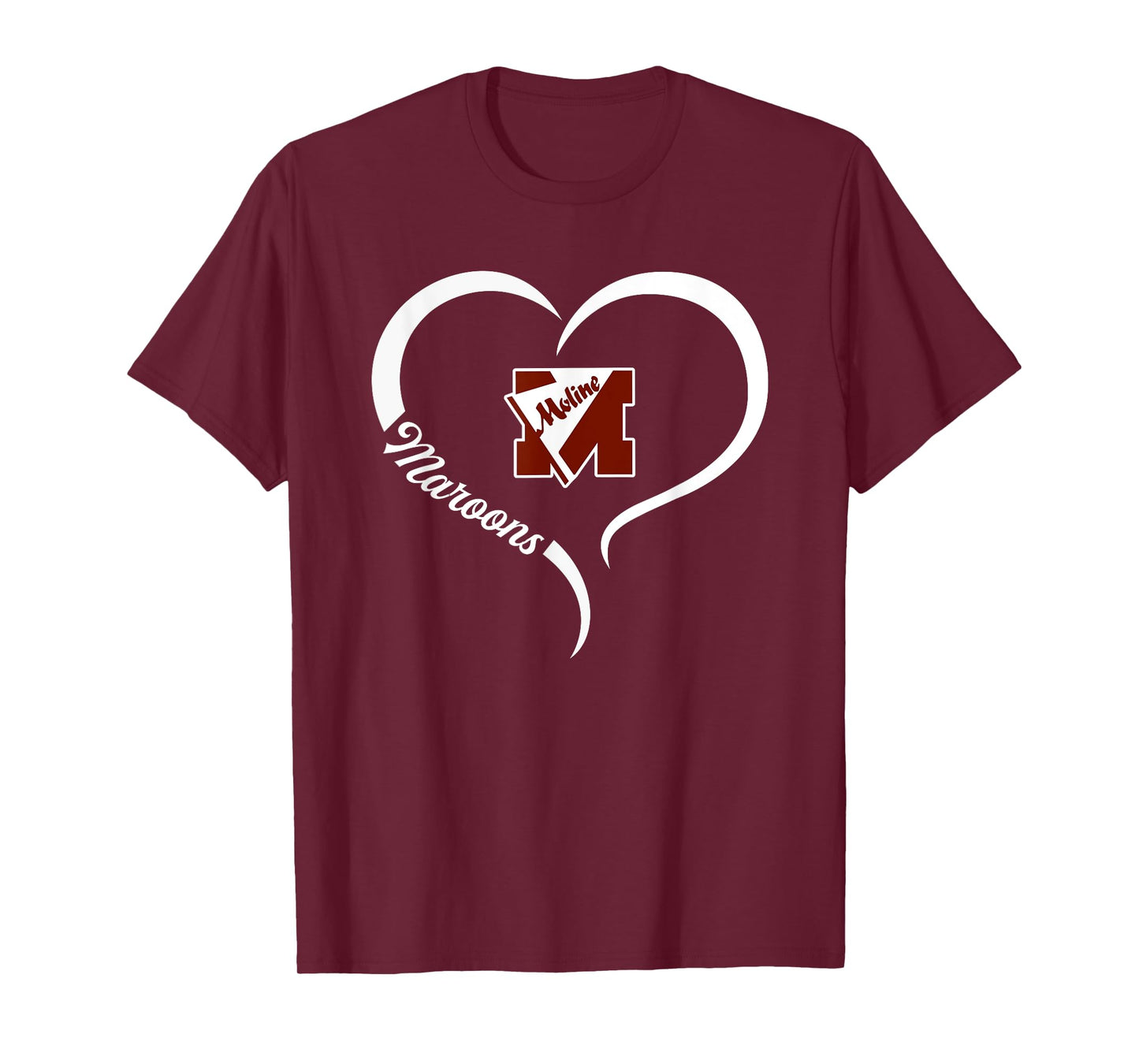 Moline Maroons Logo Half Heart Slogan HS T-Shirt