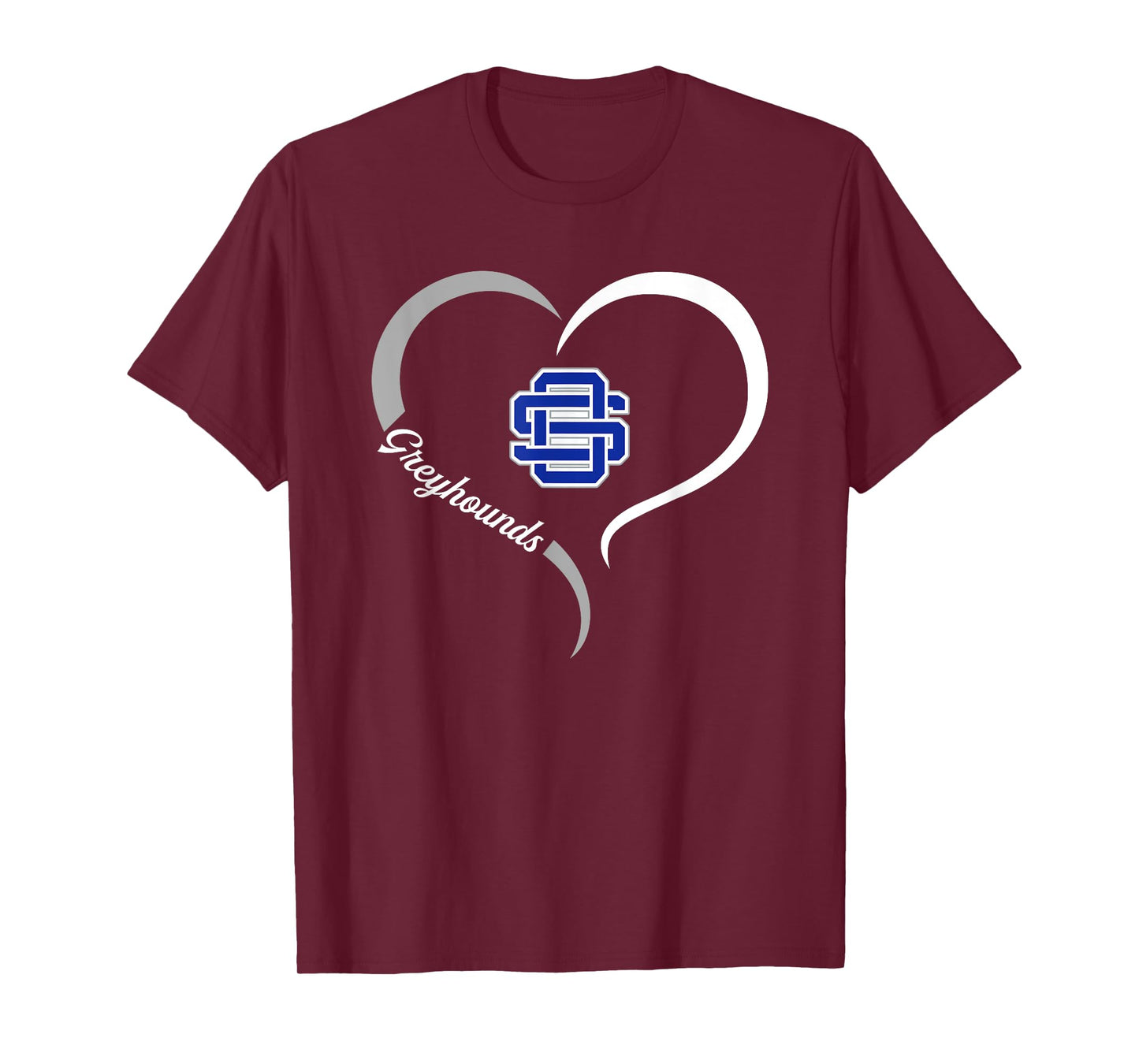 Ocean Springs Greyhounds Logo Half Heart Slogan HS T-Shirt