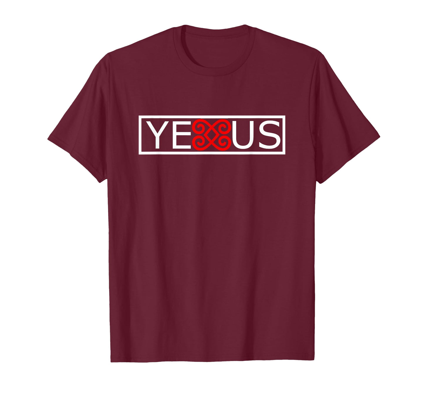 Hmong Jesus Yexus White Letters Border Heart Red Symbol T-Shirt