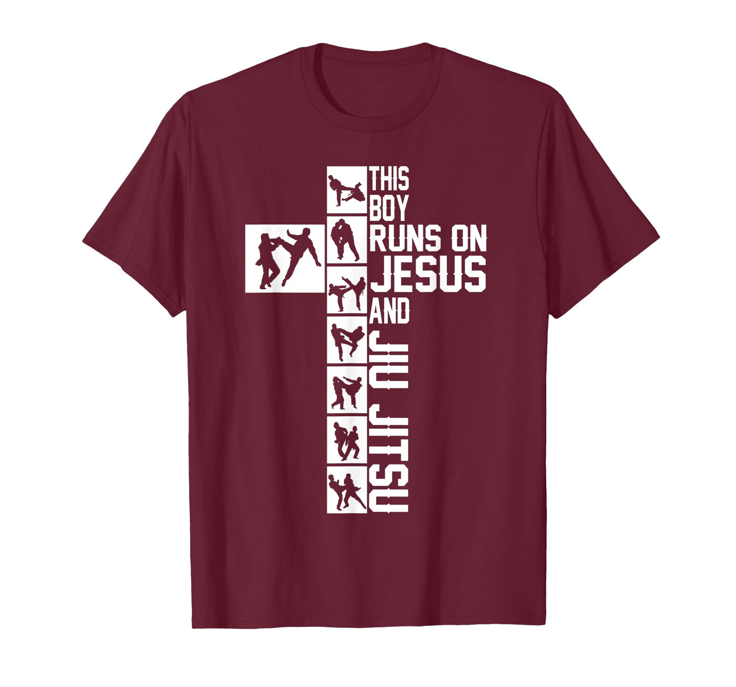 christian jiu jitsu tee this boy runs on jesus and jiu jitsu T-Shirt