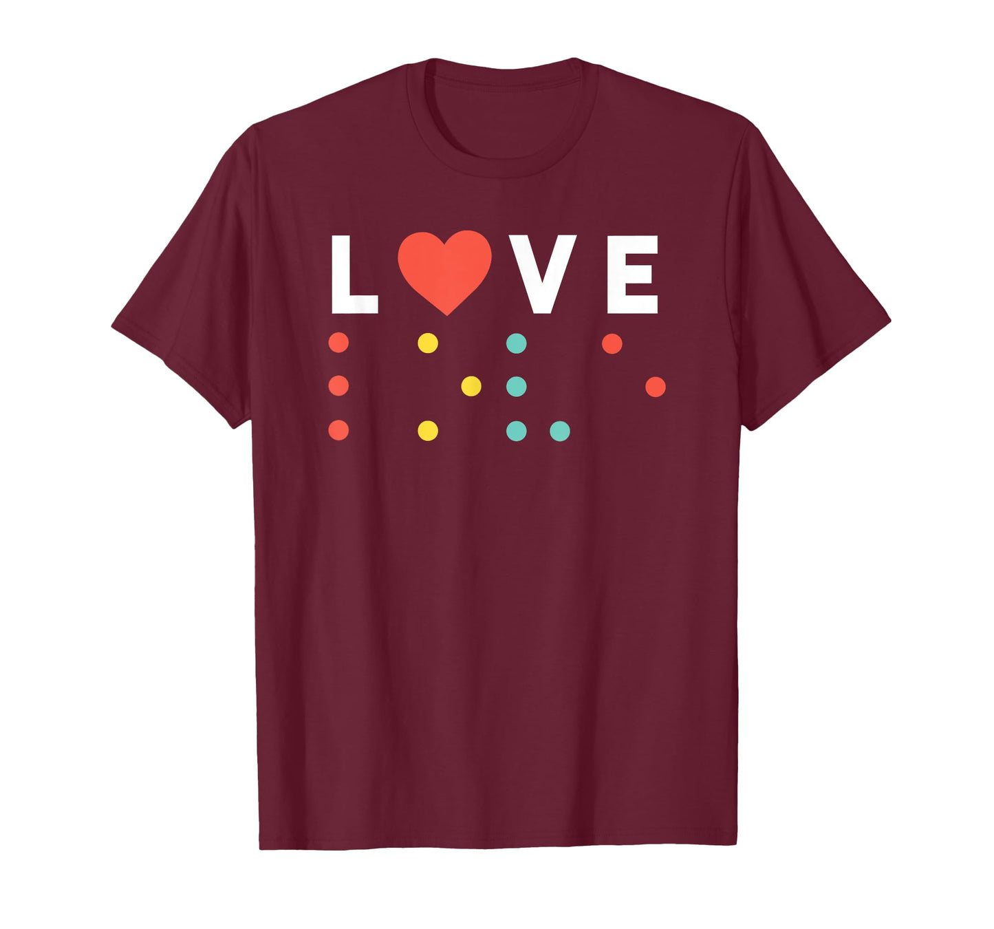 Vintage Love, Braille love gift, red heart T-Shirt