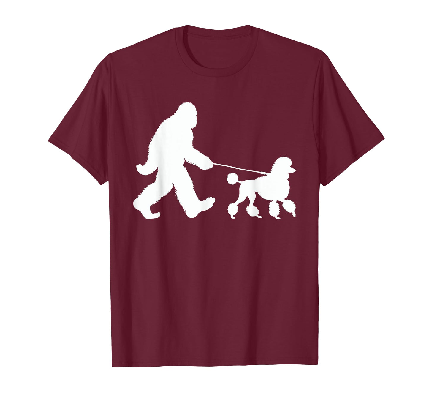 Bigfoot Walking a Dog Funny Standard Poodle Lovers Dog Dad T-Shirt