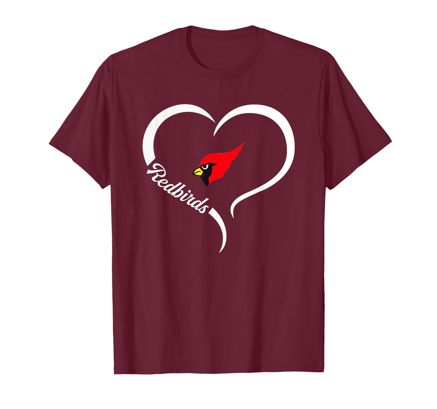 Metamora Township Redbirds Logo Half Heart Slogan HS T-Shirt
