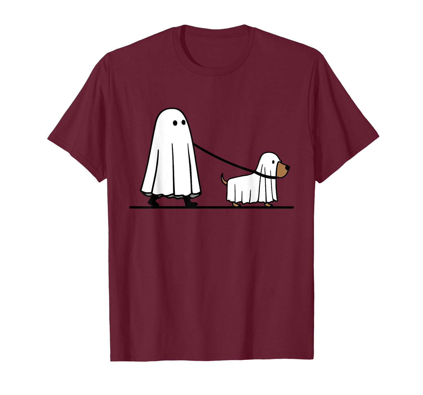 Halloween Ghost Walking Dog Dogs Cute Ghosts Retro Groovy T-Shirt