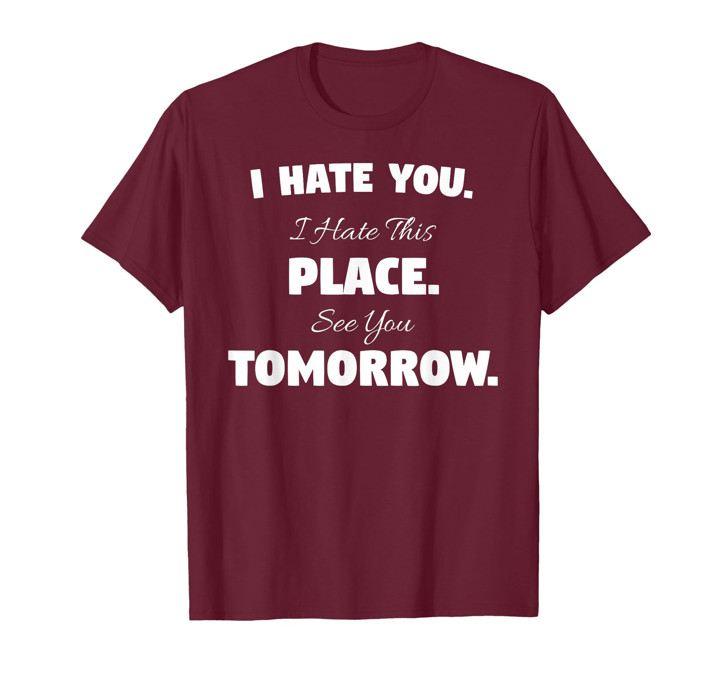 I Hate You This Place See You Tomorrow T-Shirt Funny Gym Tee