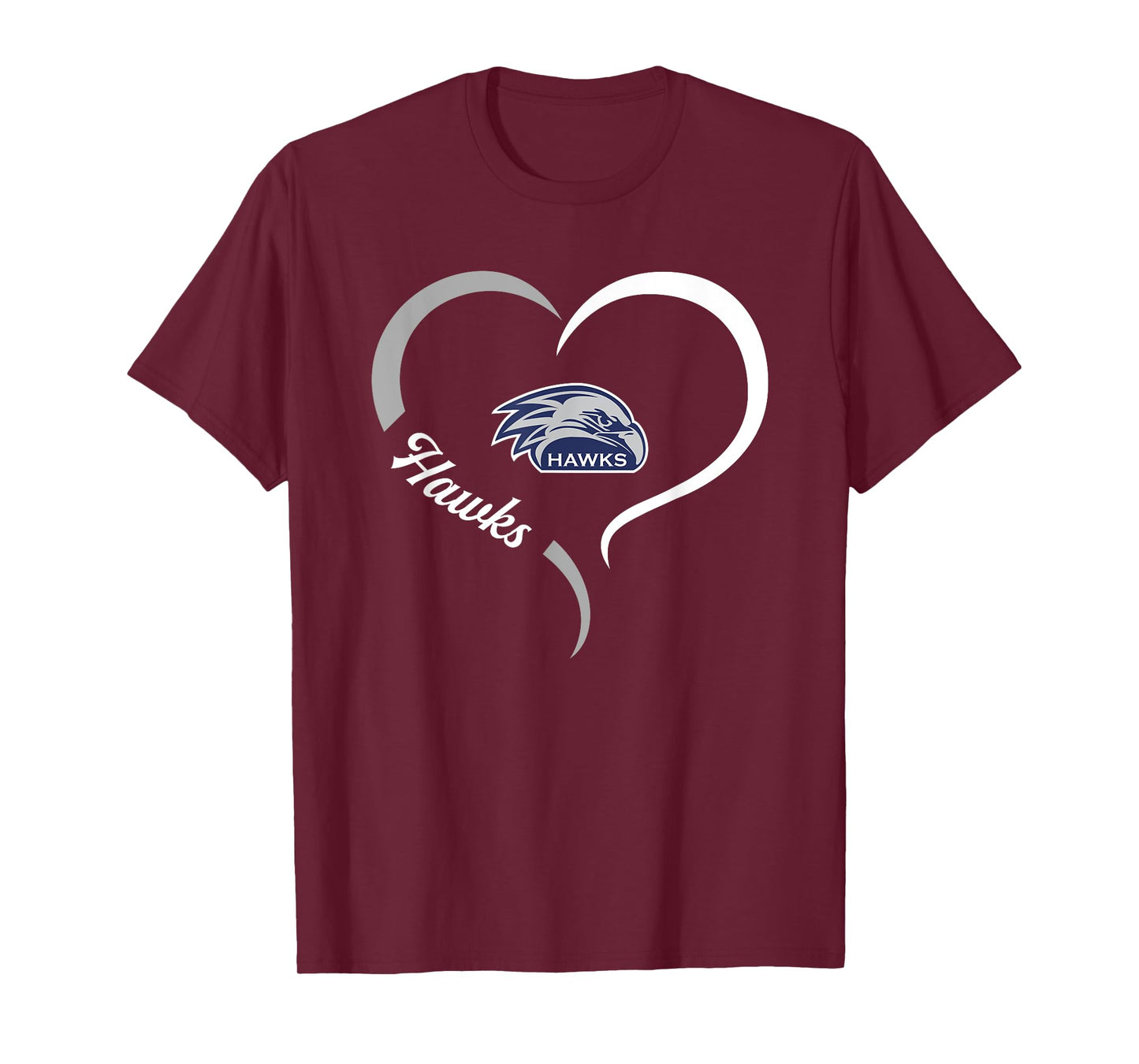 River Ridge Hawks Logo Half Heart Slogan HS T-Shirt