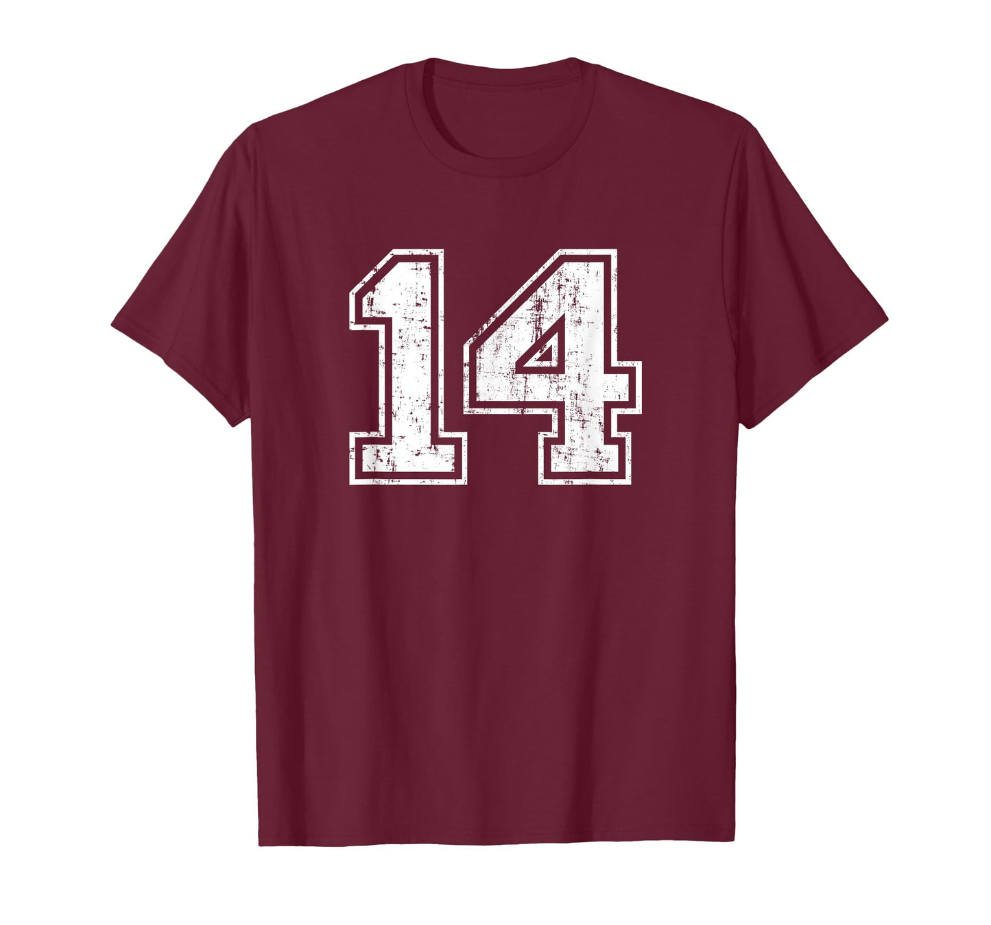 Number 14 Fourteen Distressed Vintage Sports Team Training T-Shirt
