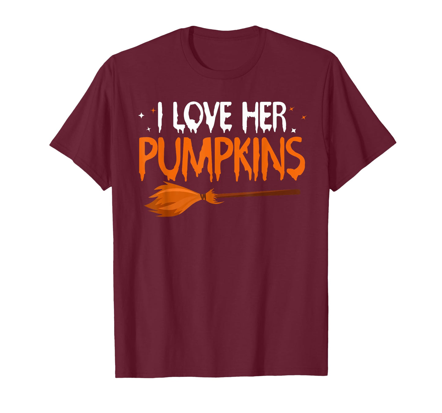 I Love His Broomstick I Love Her Pumpkins Halloween Couples T-Shirt