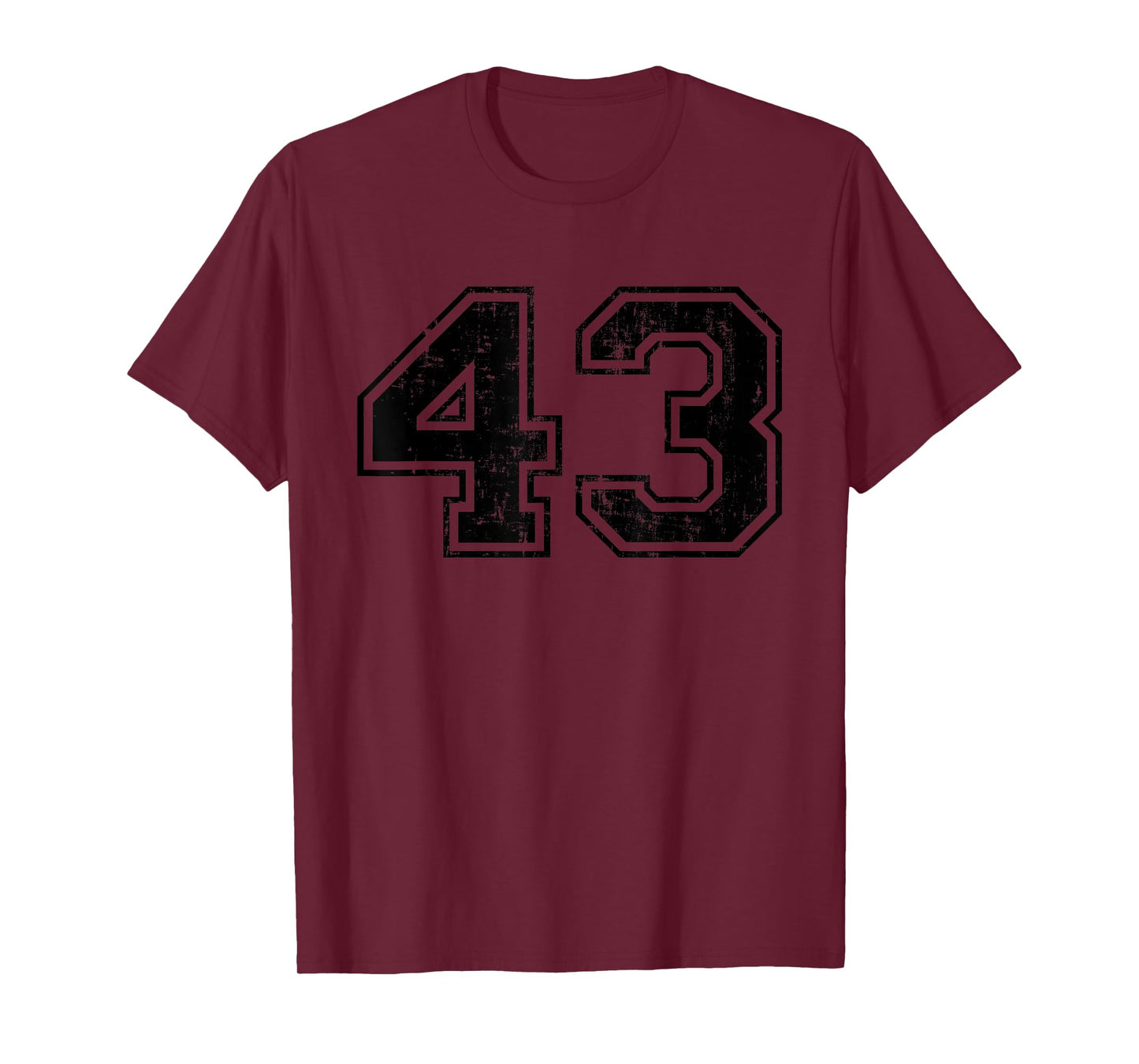 Number 43 Varsity Distressed Vintage Sport Team Player's T-Shirt