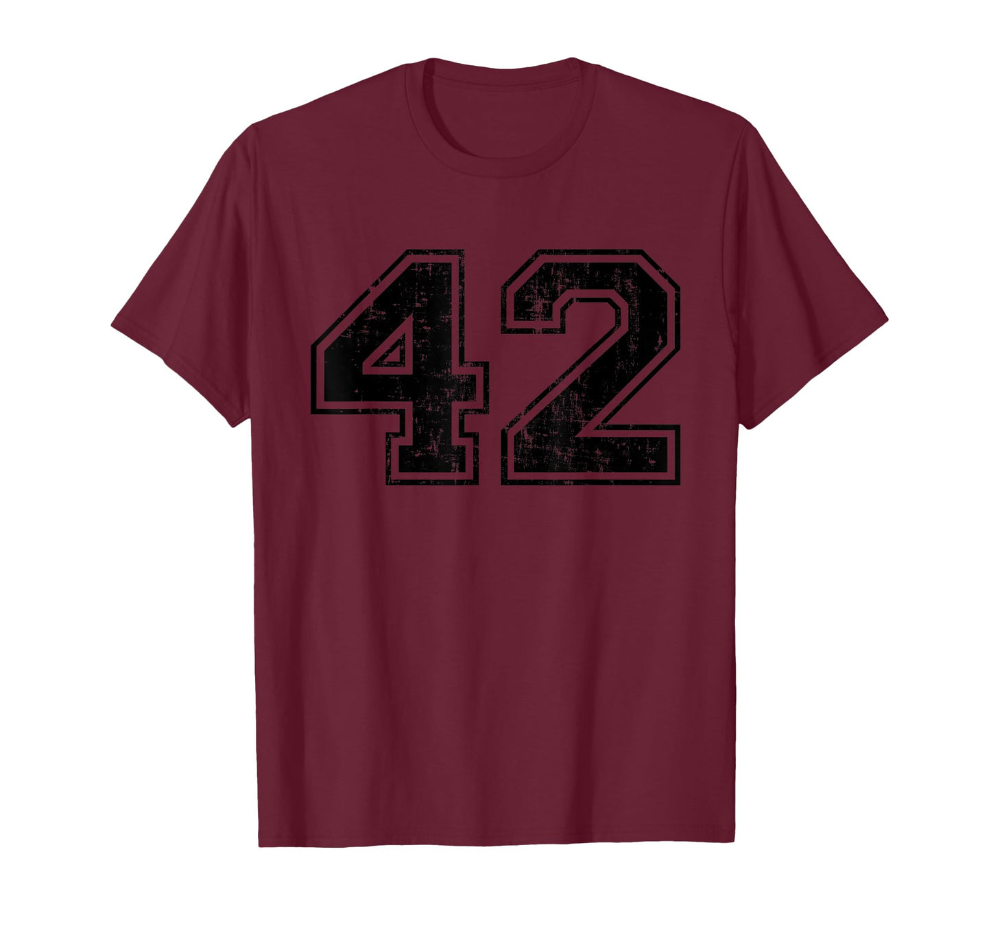 Number 42 Varsity Distressed Vintage Sport Team Player's T-Shirt