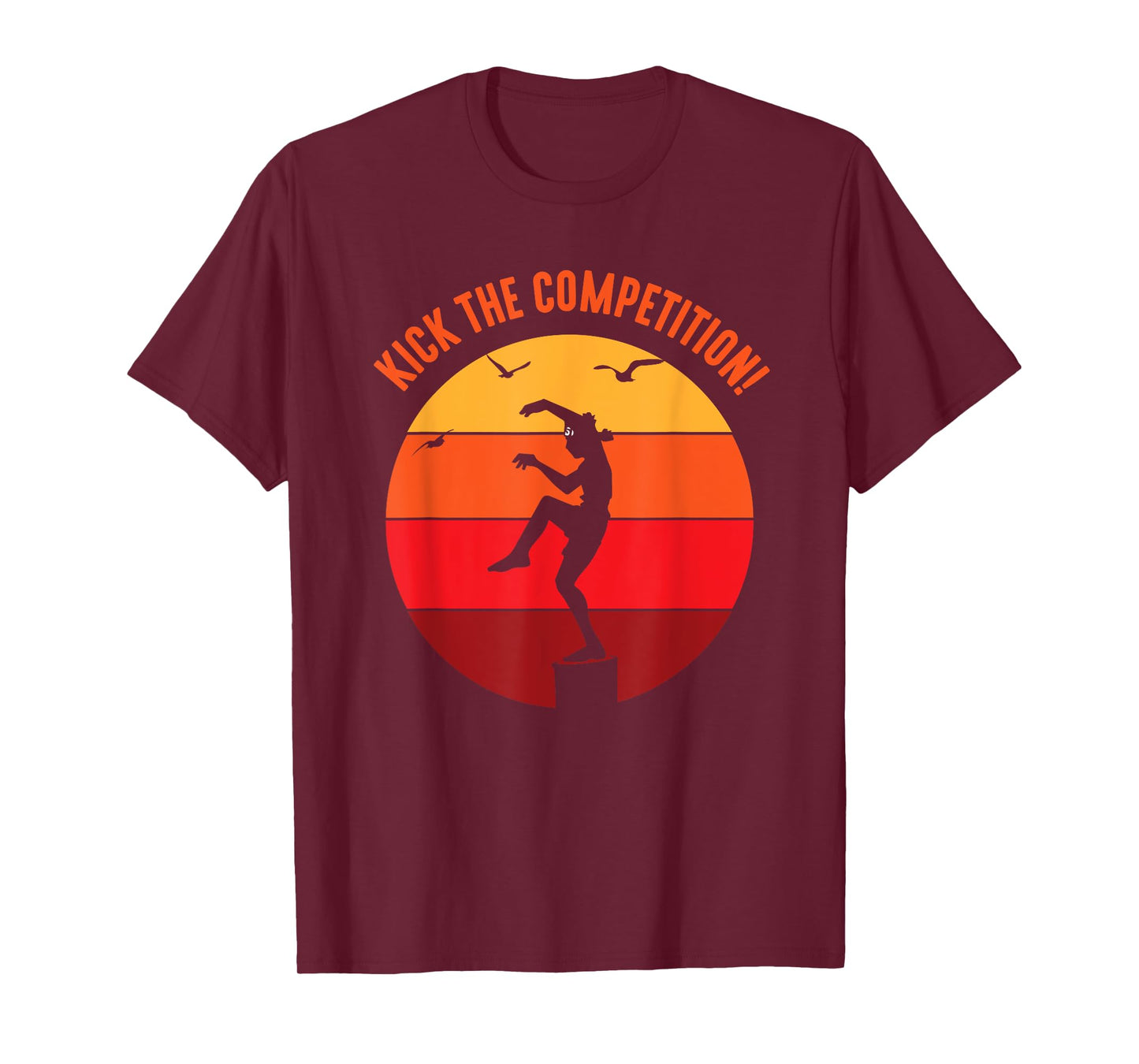 Karate Teen Kid Vintage Sunset On Pacific Ocean Beach T-Shirt