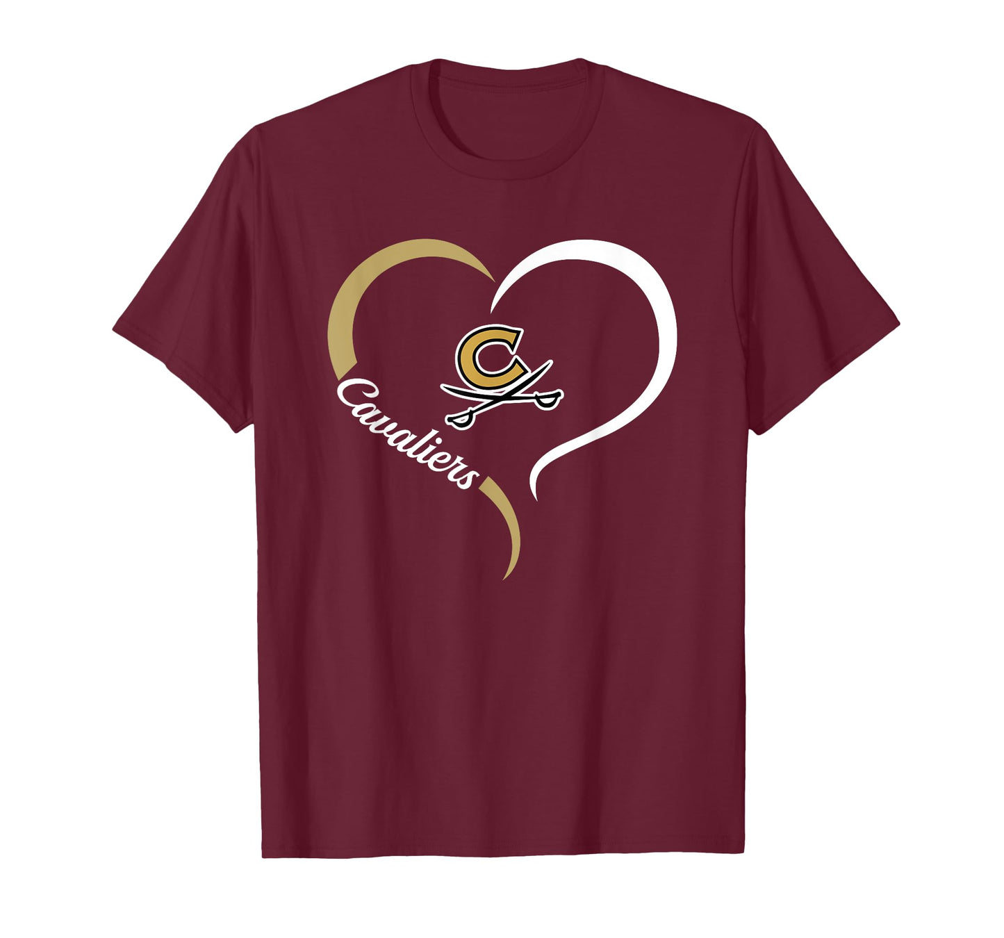 Corunna Cavaliers Logo Half Heart Slogan HS T-Shirt