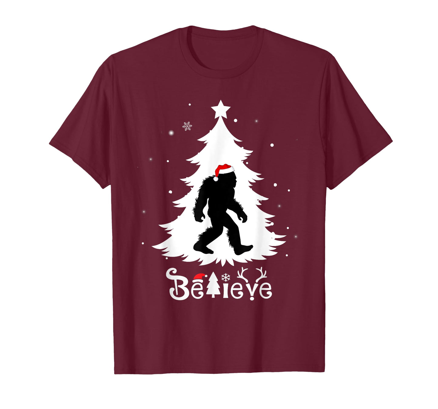 Skunk Ape Christmas Believe Santa Hat Bigfoot Xmas T-Shirt