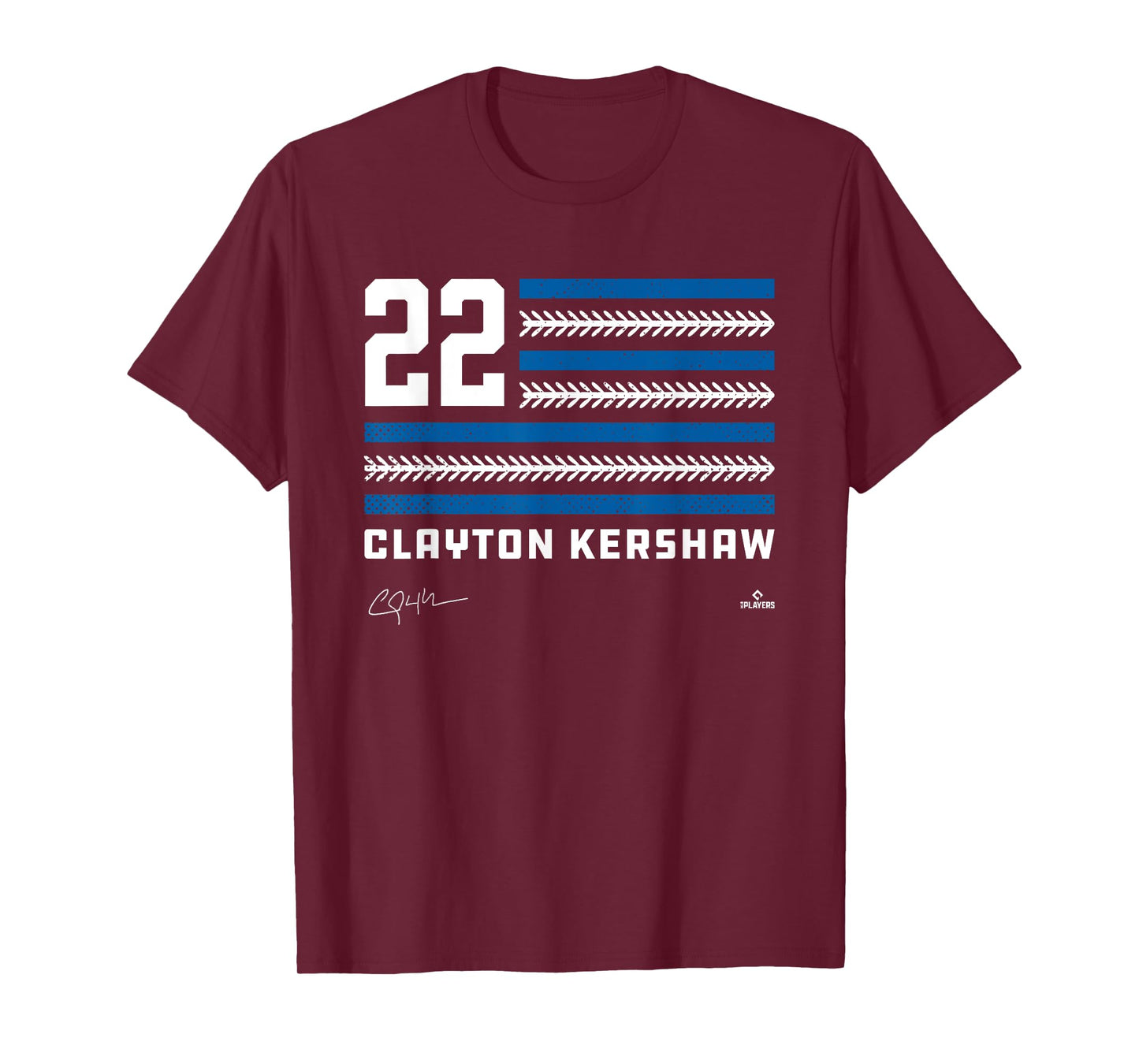 Flag Stripes Clayton Kershaw Los Angeles Baseball MLBPA T-Shirt