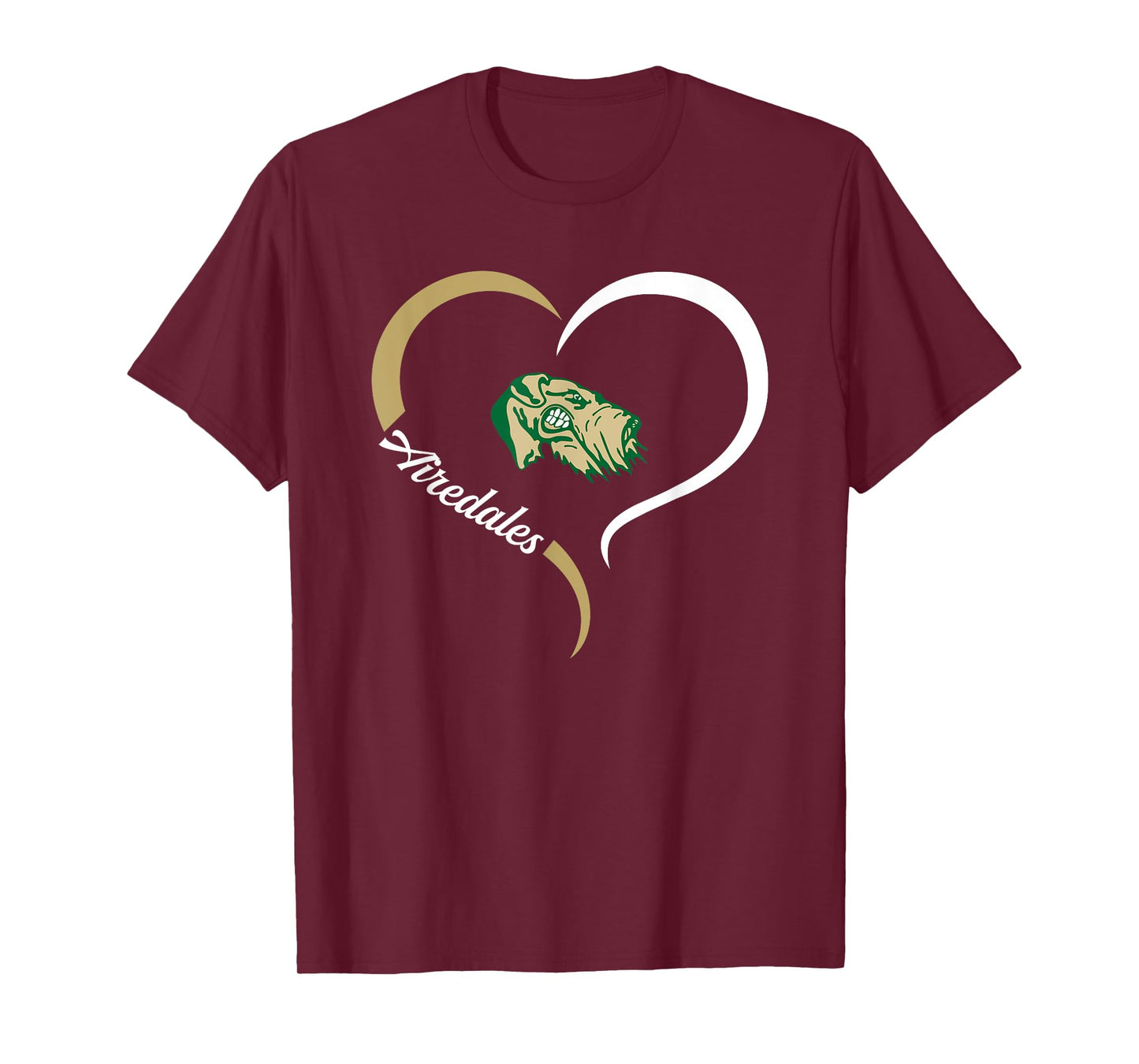 Alma Airedales Logo Half Heart Slogan HS T-Shirt