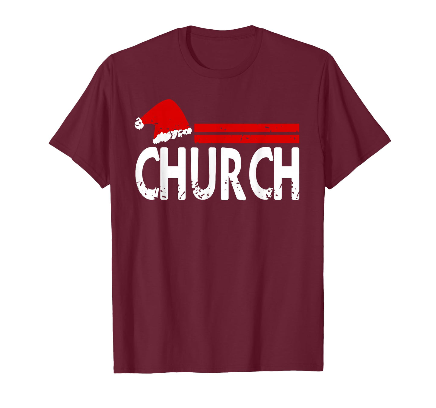 Funny Christmas Church Humor Santa Hat Vibes T-Shirt