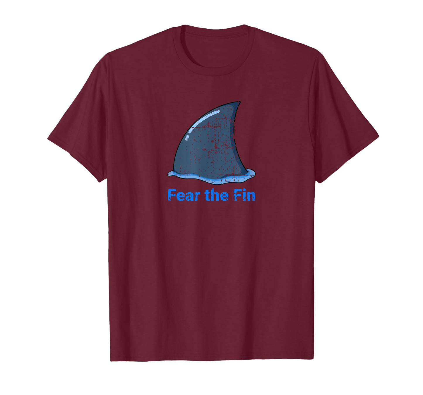 Fear the Fin Shark Fin Ocean Beach Funny Distressed T-Shirt