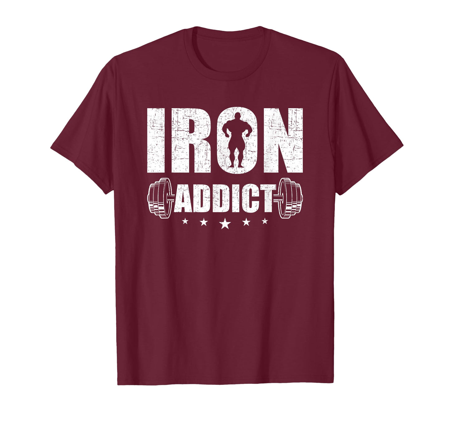 Bodybuilding Weightlifting Workout Gift Co. Iron Addict T-Shirt - Men's Black Cotton Blend Short Sleeve Classic Fit T-Shirt - Workout & Exercise and Fitness - Size Small