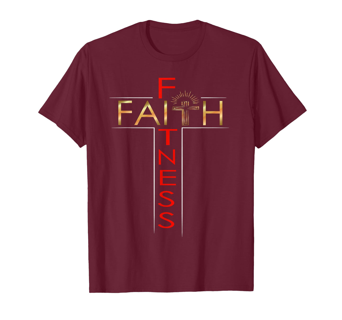 Faith Fitness Cross Christian Workout Modern Gym T-Shirt T-Shirt