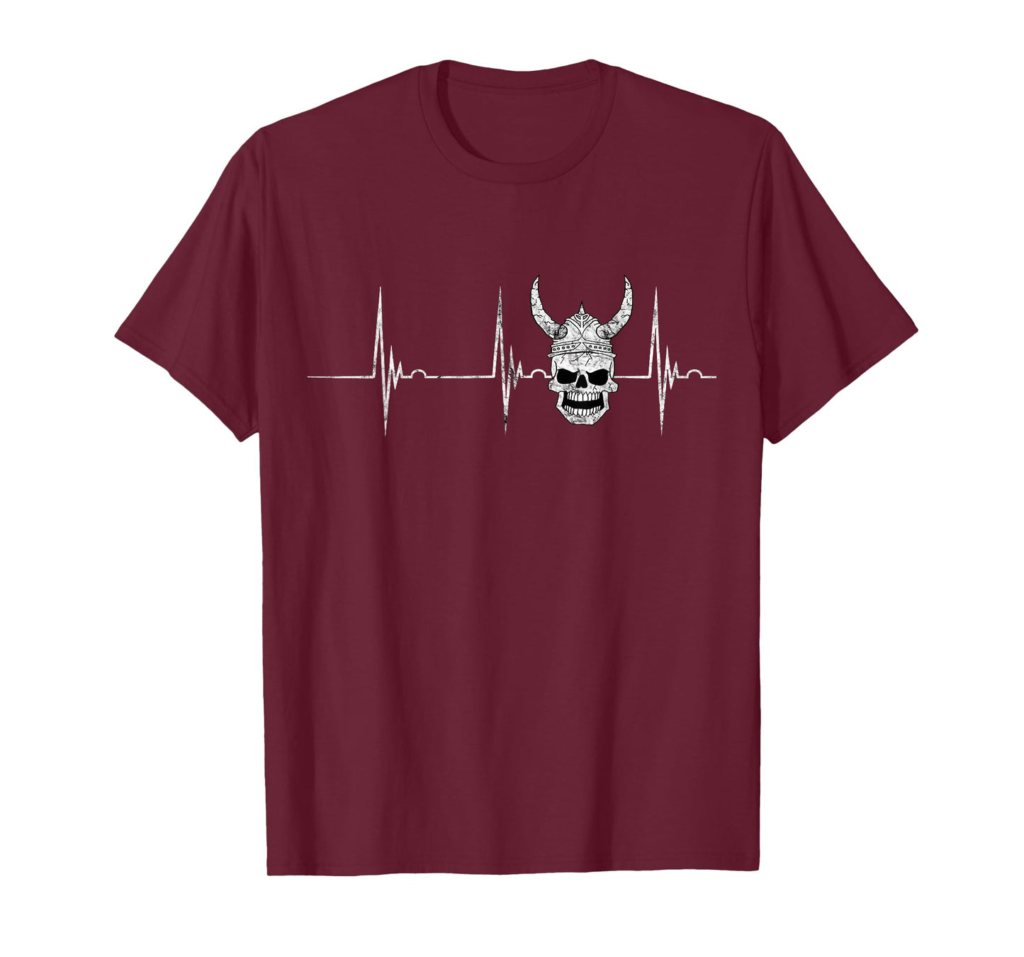 Viking Skull Warrior Heartbeat ECG Pulse Odin Celtic T-Shirt