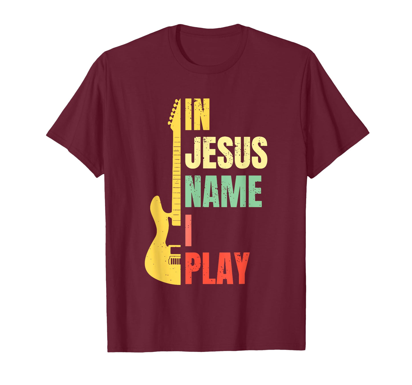 In Jesus Name I Play Guitar Christian Bass Musician Vintage T-Shirt