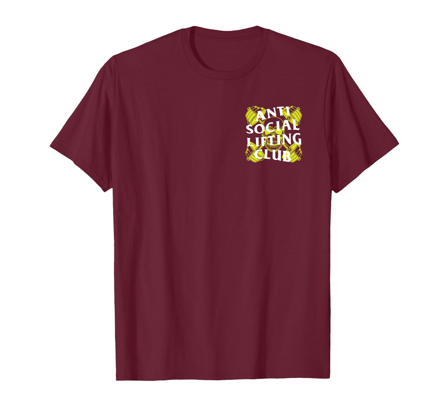 Anti Social Lifting Club: Barbells Crossed Skull Yellow T-Shirt