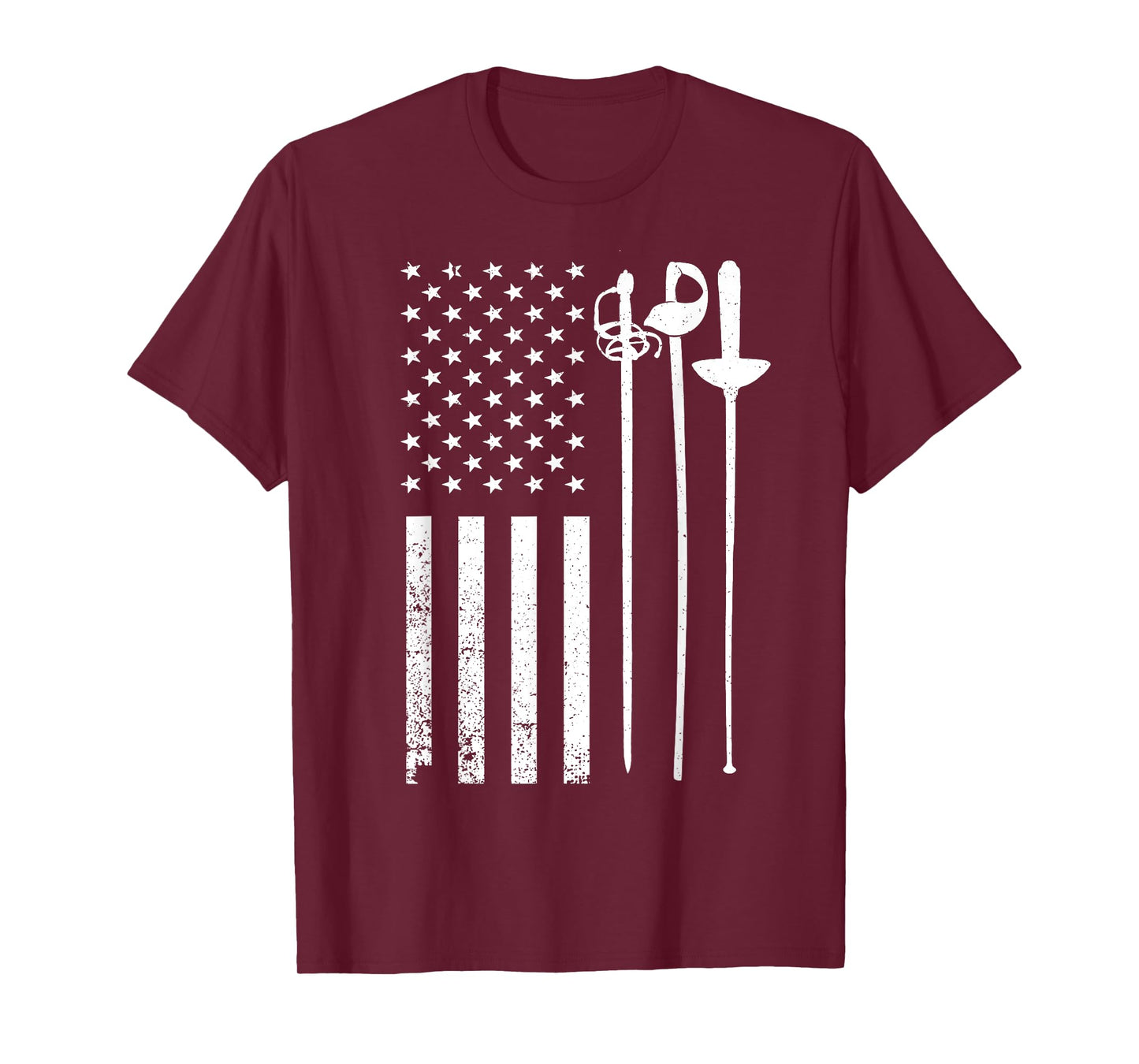 Cool Fencing Art For Men Women American Flag Fencing Coach T-Shirt