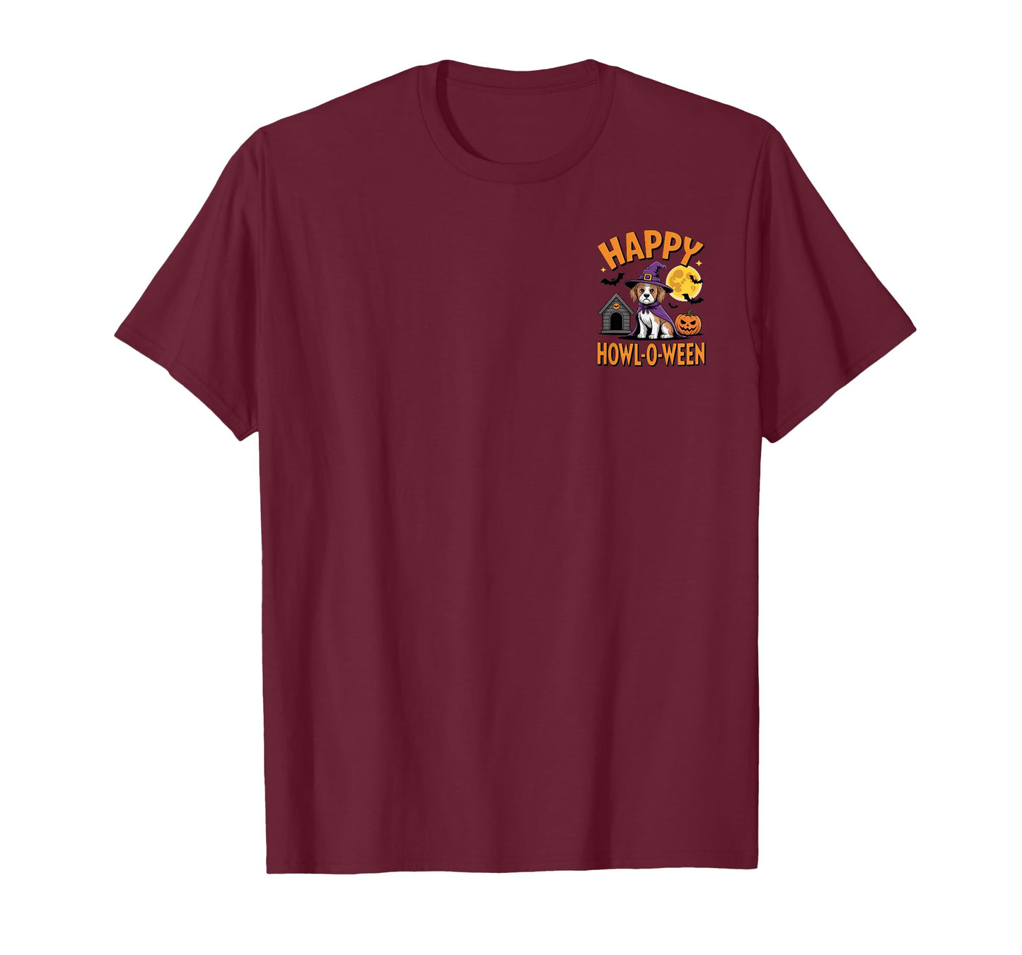 Happy Howl-O-Ween Dog Costume Halloween Moon Pumpkin Design T-Shirt