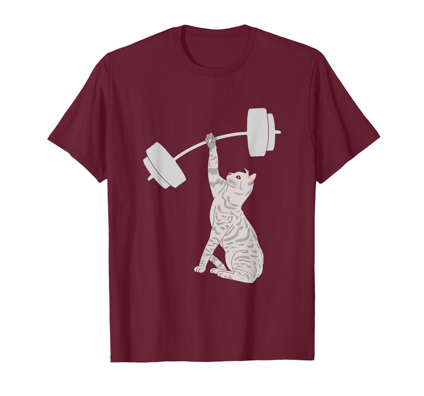 Cat Deadlifting Funny Fitness Gym Lover Cat BarBell T-Shirt