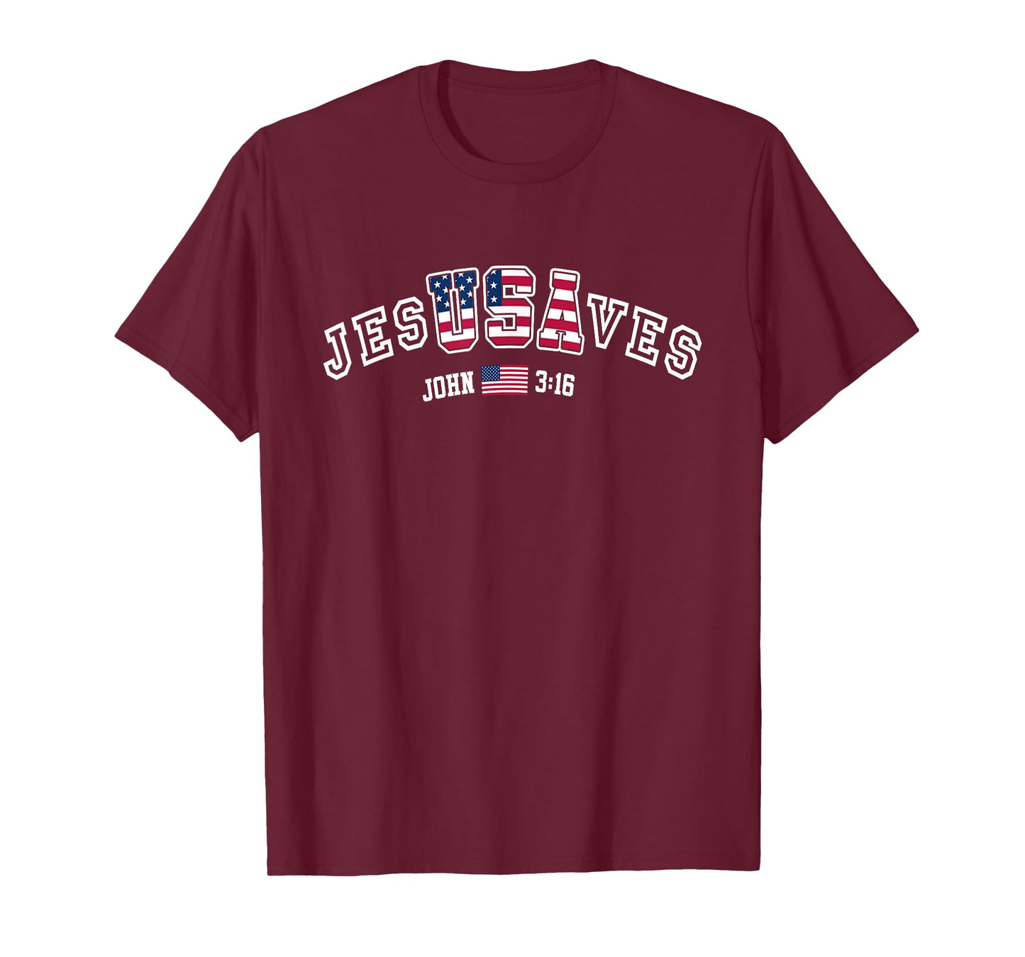 JesusSaves JesUSAves USA American Flag Patriotic Christian T-Shirt