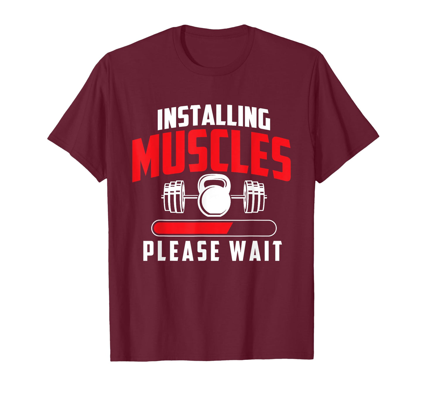 Funny Gym Shirts Installing Muscles Please Wait - Workout Gym Weightlifting T-Shirt, Small, Black