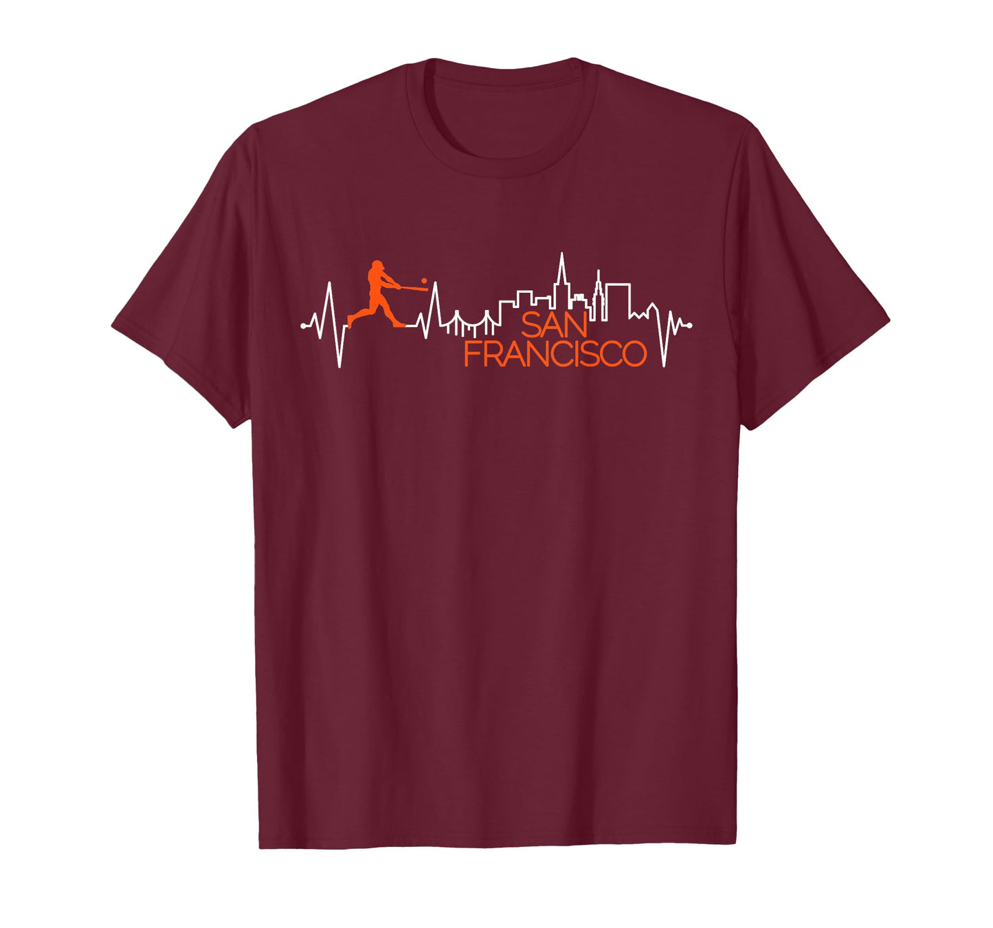 Vintage San Francisco Skyline Baseball Heartbeat Men Women T-Shirt
