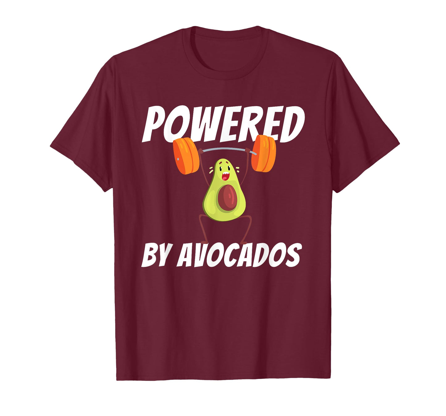 Powered By Avocados Barbell Gym - Avocado Lover & Guacamole T-Shirt