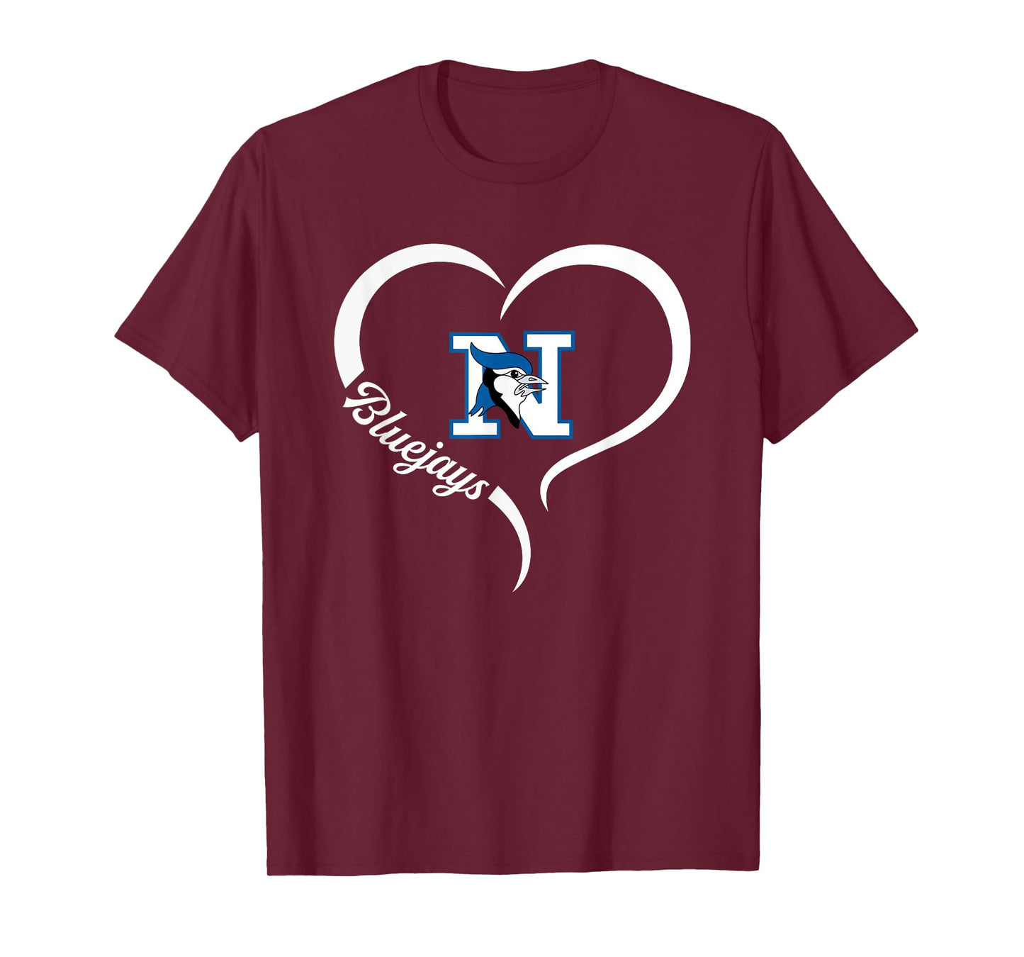 Needville Bluejays Logo Half Heart Slogan HS T-Shirt