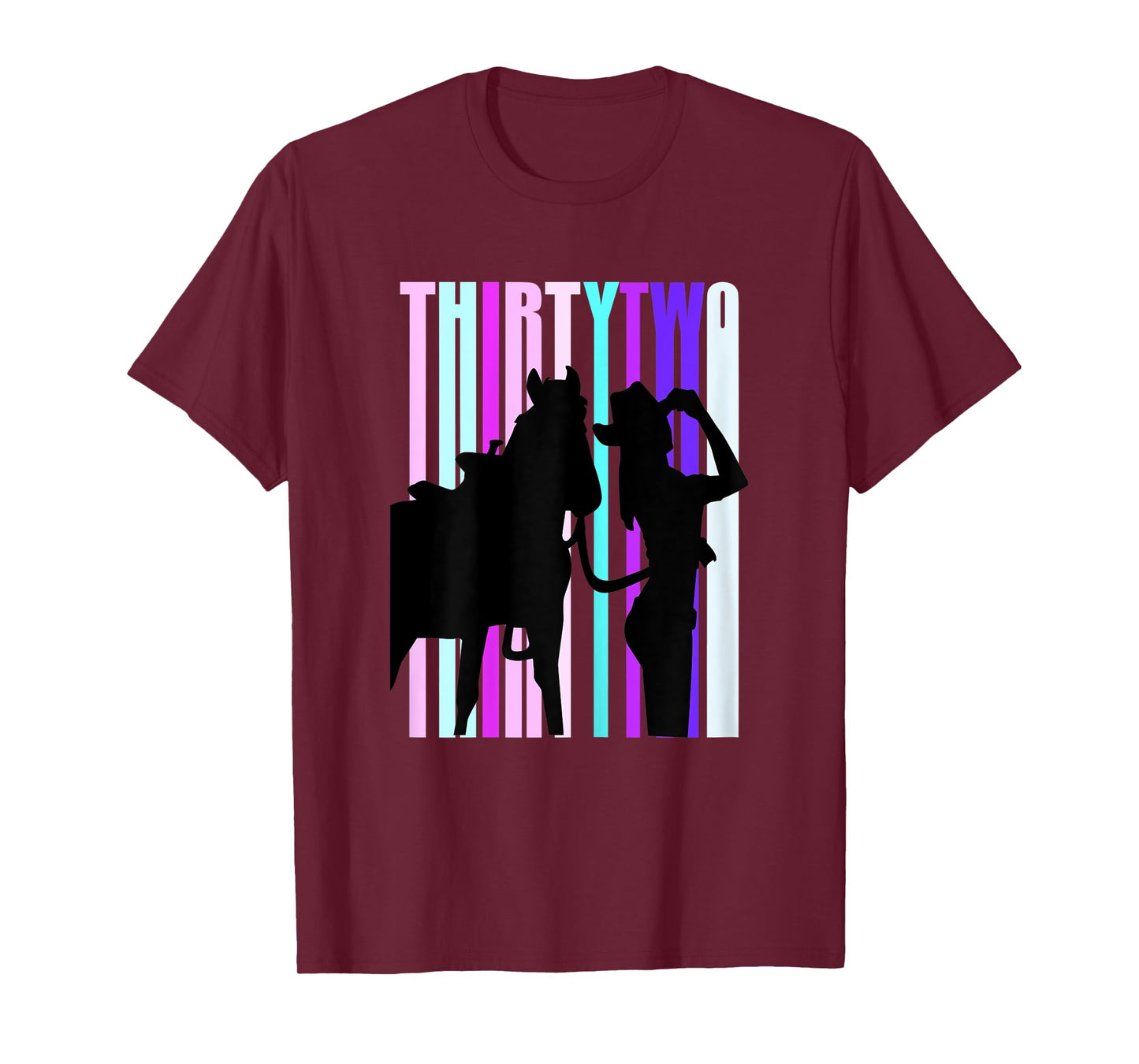 Womens Cowgirls 32nd Birthday Woman And Horse Rodeo Cowgirl 32 T-Shirt