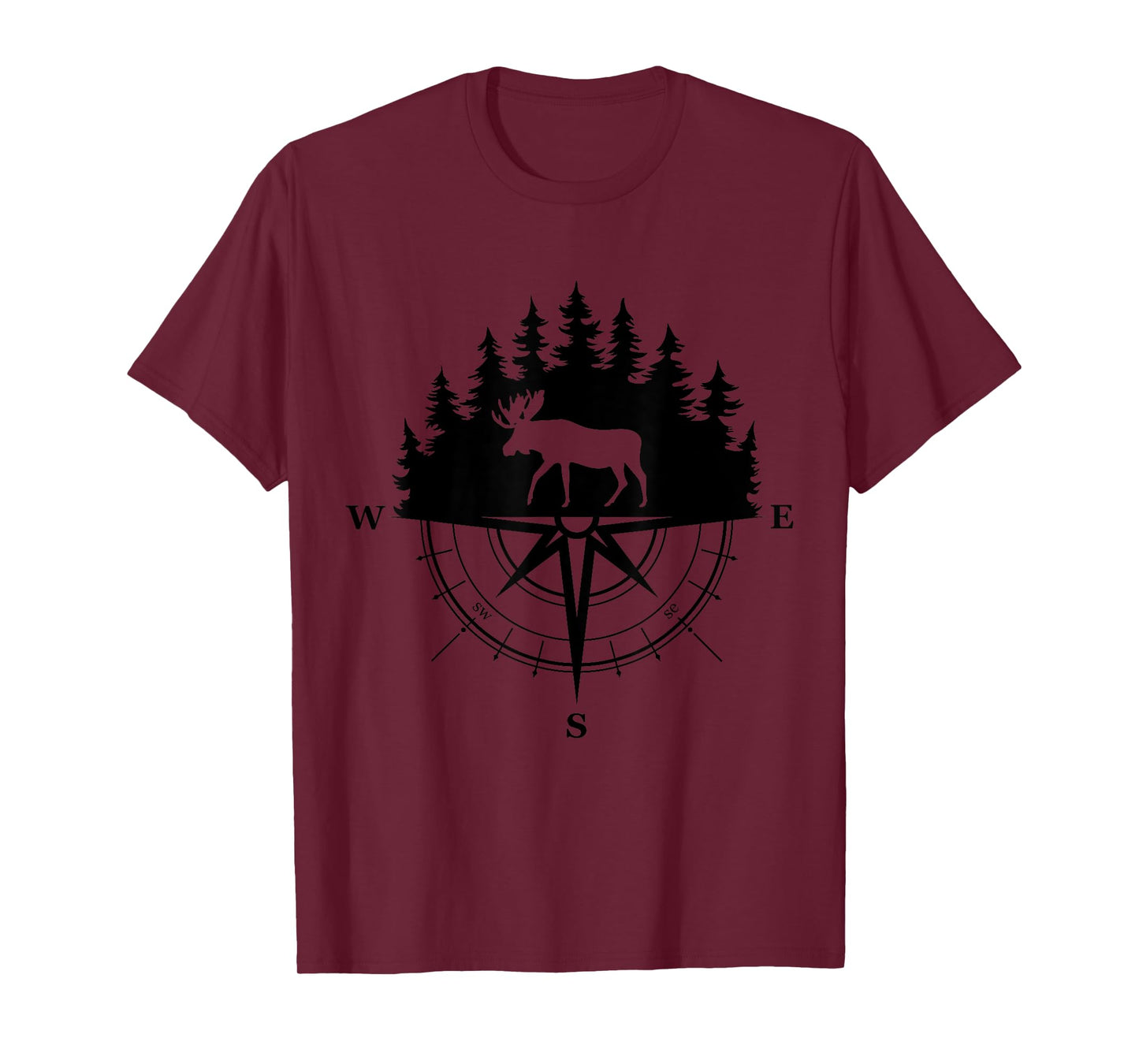 Retro Forest Trees Outdoors Wildlife Camping Nature Moose T-Shirt