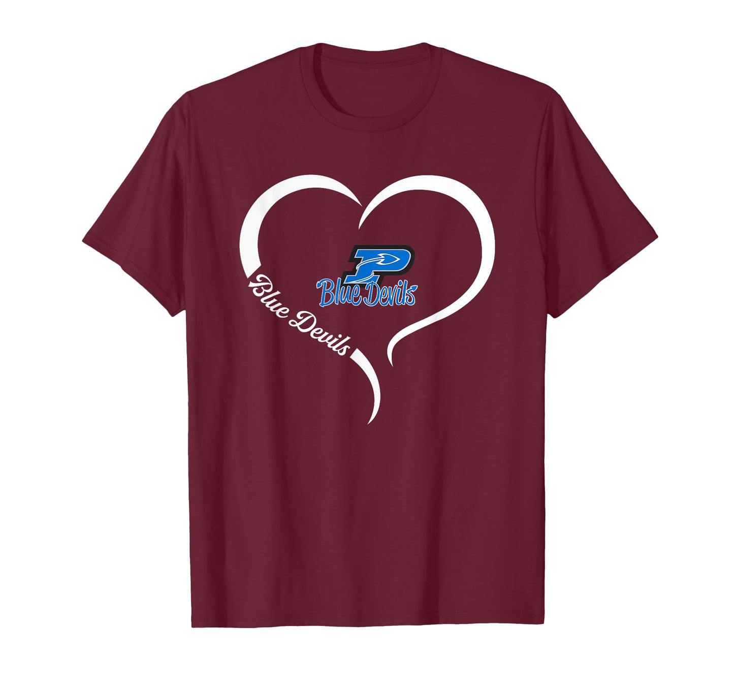 Plattsmouth Blue Devils Logo Half Heart Slogan HS T-Shirt