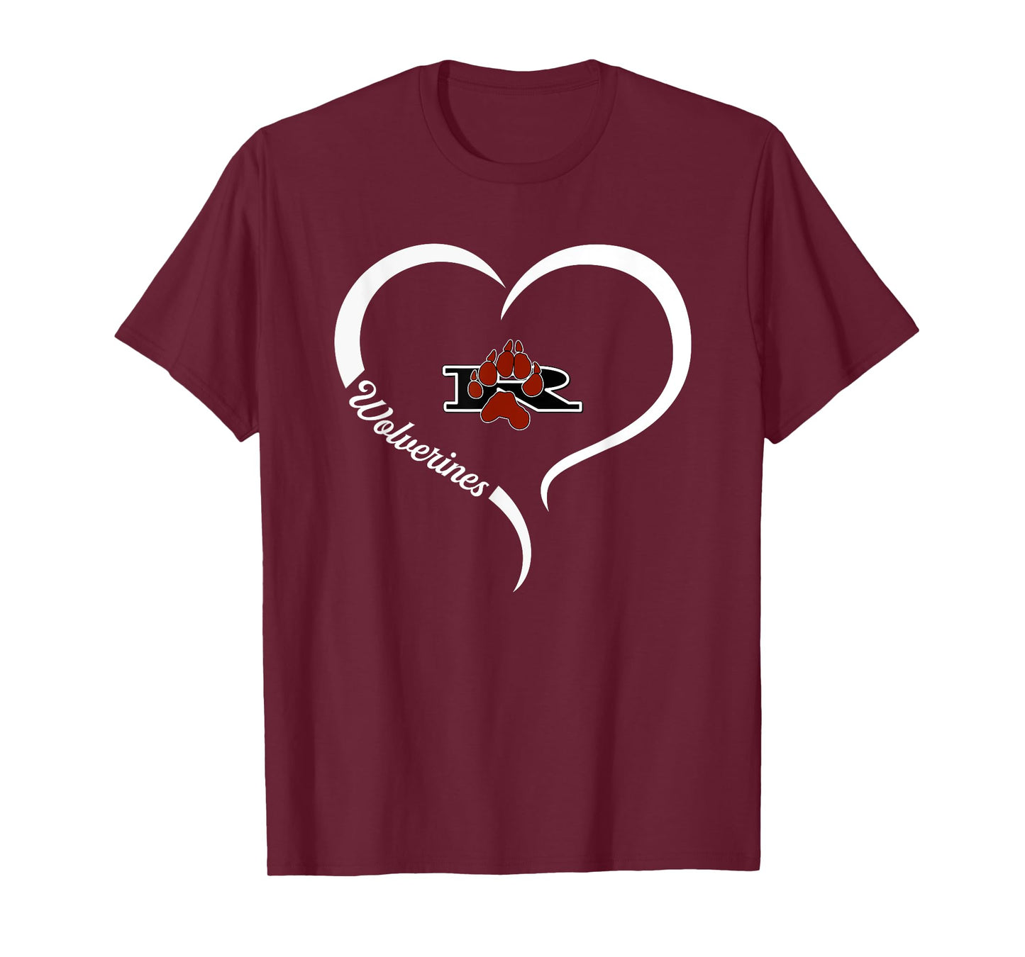 Riverton Wolverines Logo Half Heart Slogan HS T-Shirt