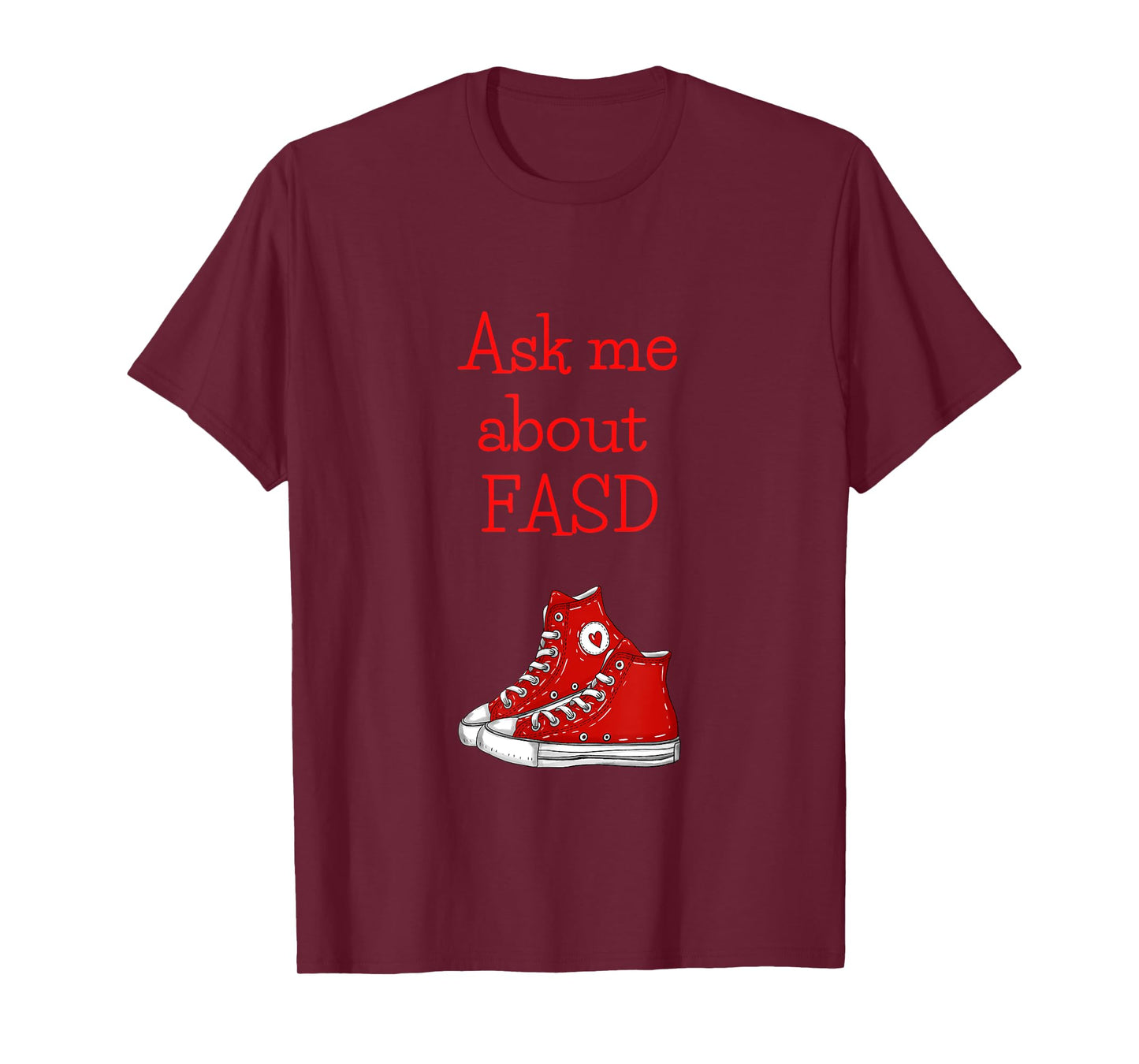 CLM Designs 'Ask Me About FASD' Women's Black Modern Letter Print T-Shirt