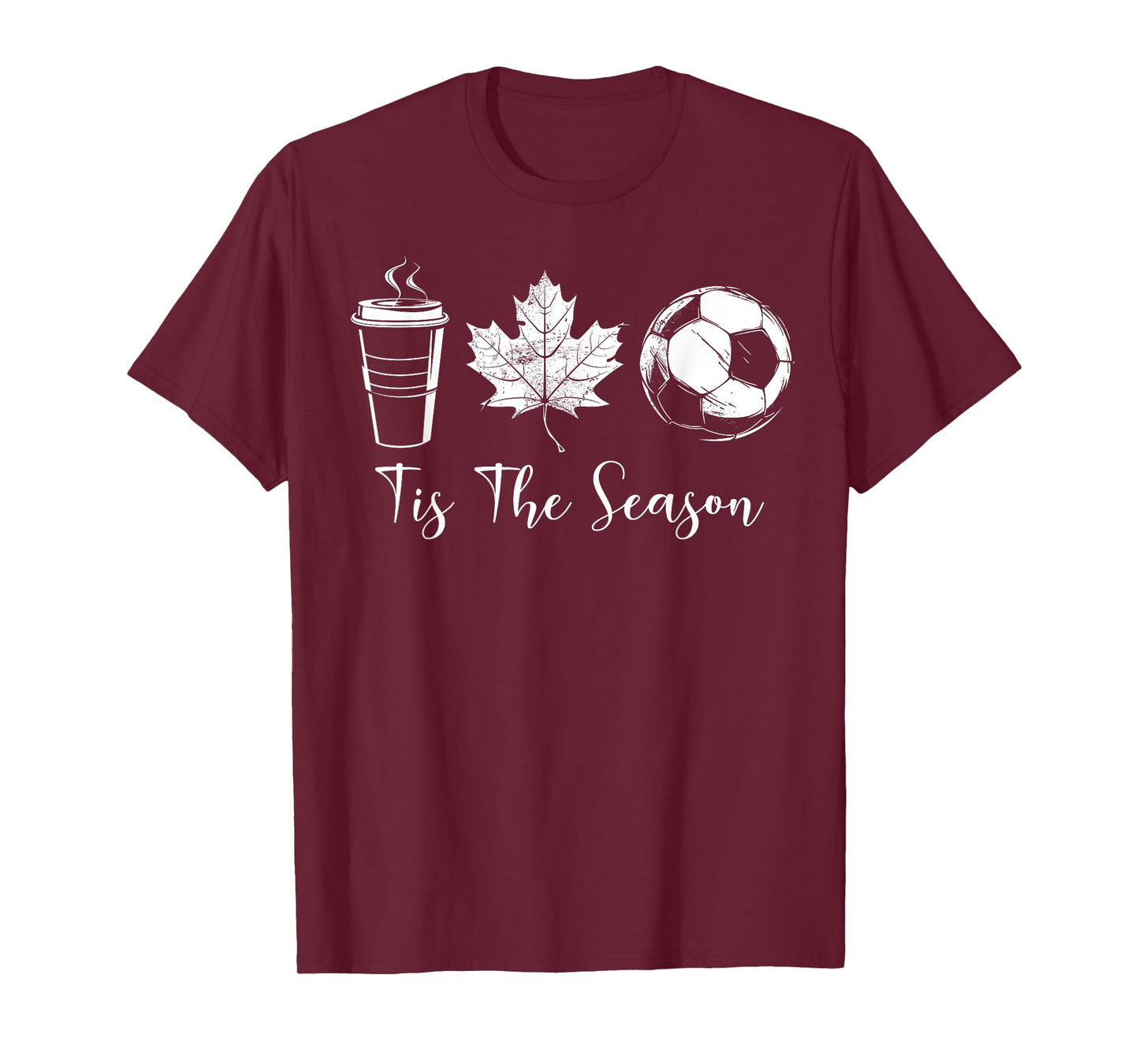 Tis The Season Coffee Maple Leaf Soccer Ball Sports Fall T-Shirt
