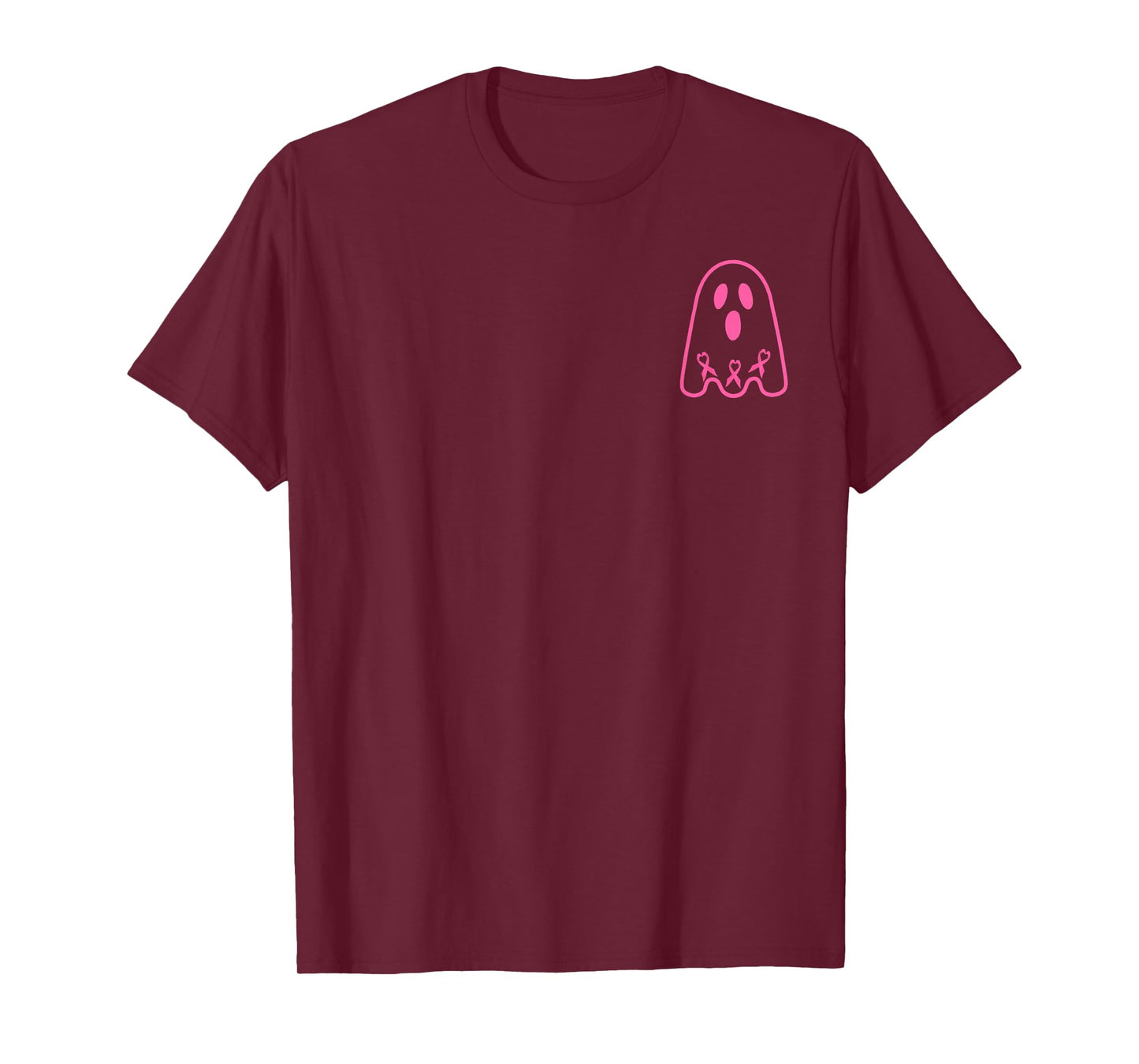 in October We Wear Pink Ghost Witch Breast Cancer (2 Side) T-Shirt