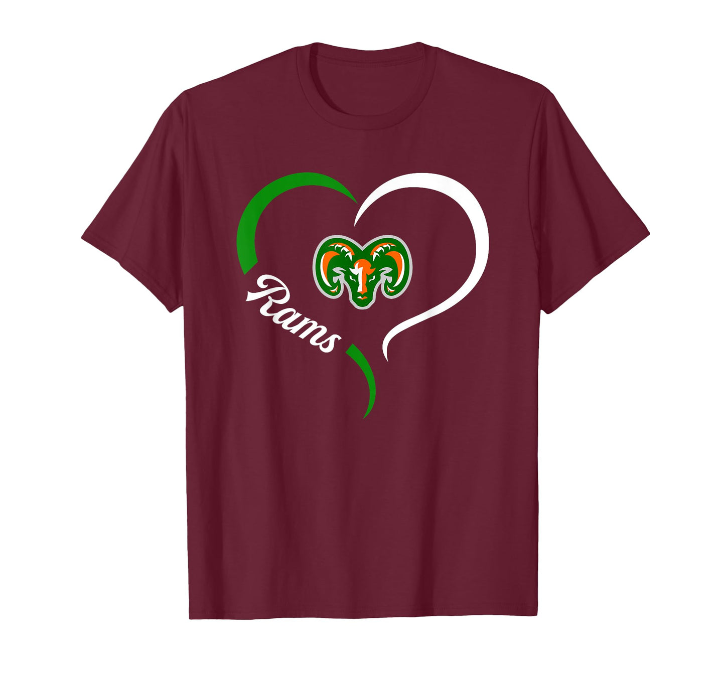 Eastside Rams Logo Half Heart Slogan HS T-Shirt