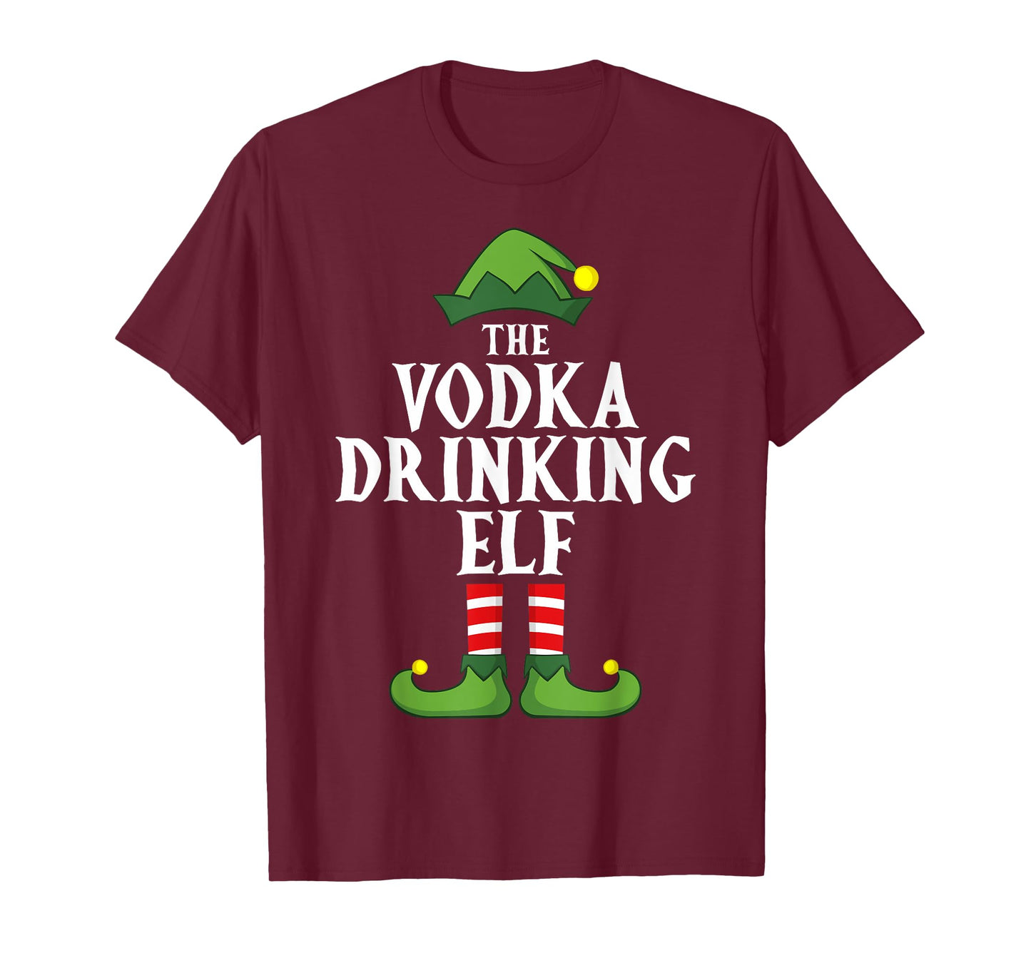 Vodka Drinking Elf Christmas Pajama Family Group Matching T-Shirt