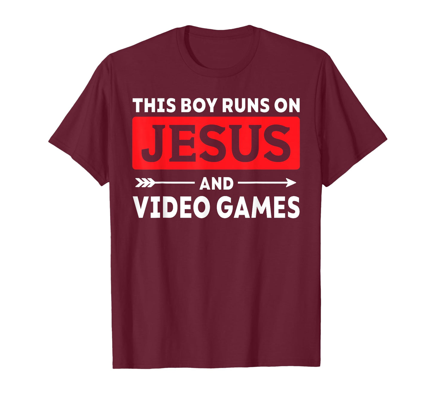 This Boy Runs On Jesus And Video Games Christian Gamer T-Shirt