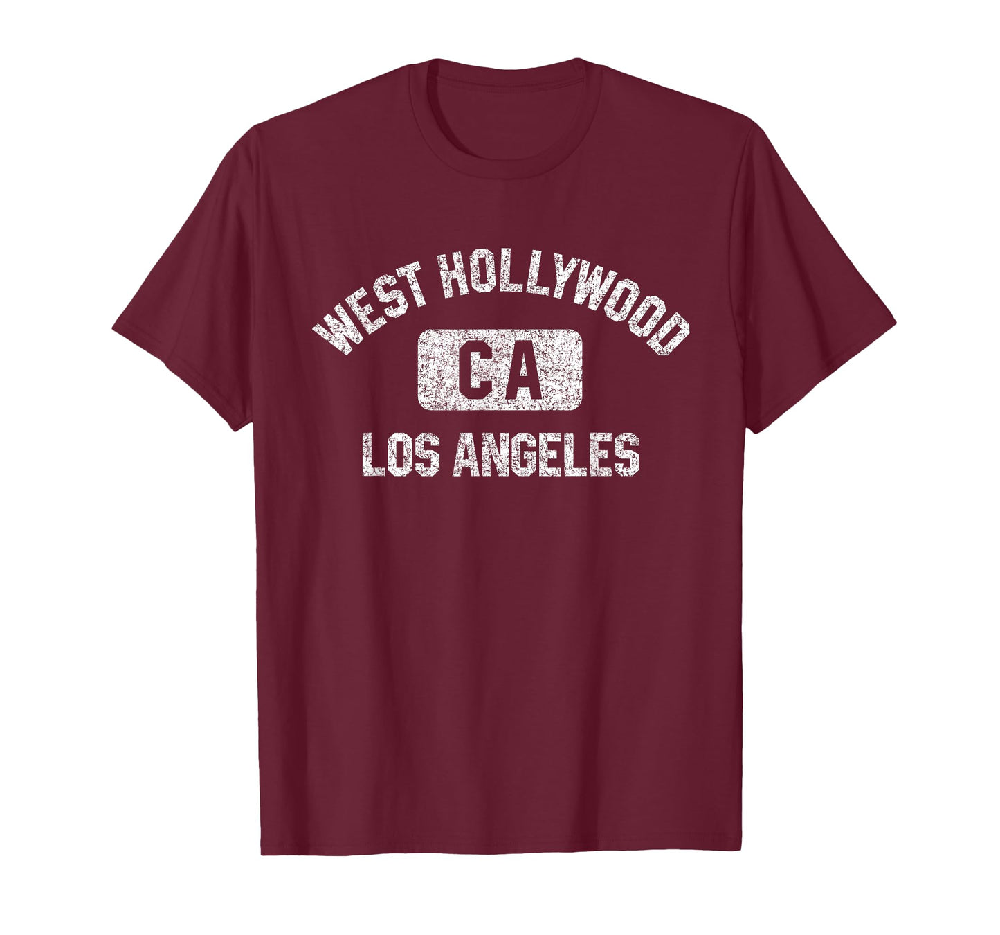 West Hollywood Los Angeles Gym Style Distressed White Print T-Shirt