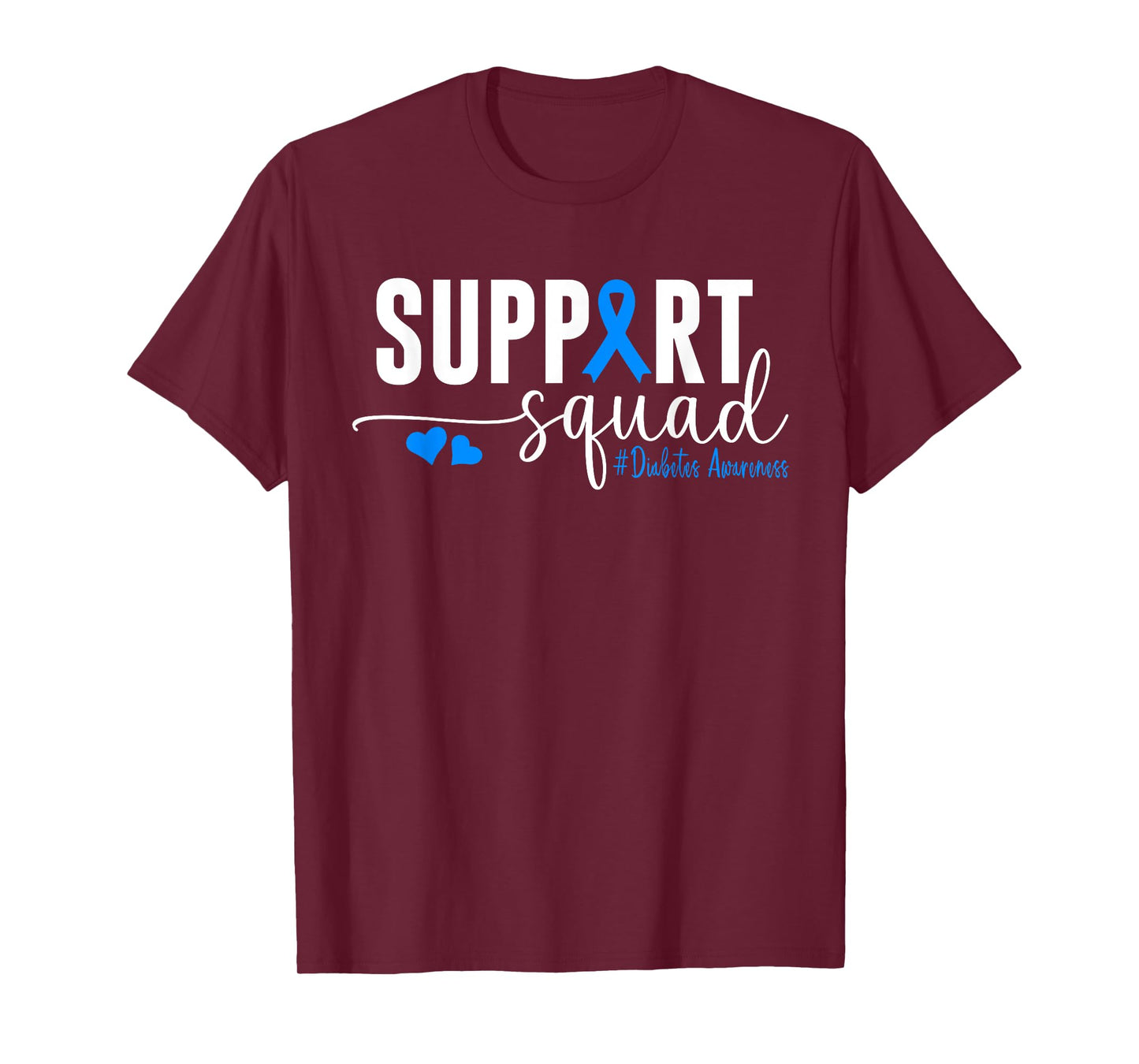 Support Squad Type 1 Diabetes Awareness T1D Blue Ribbon T-Shirt