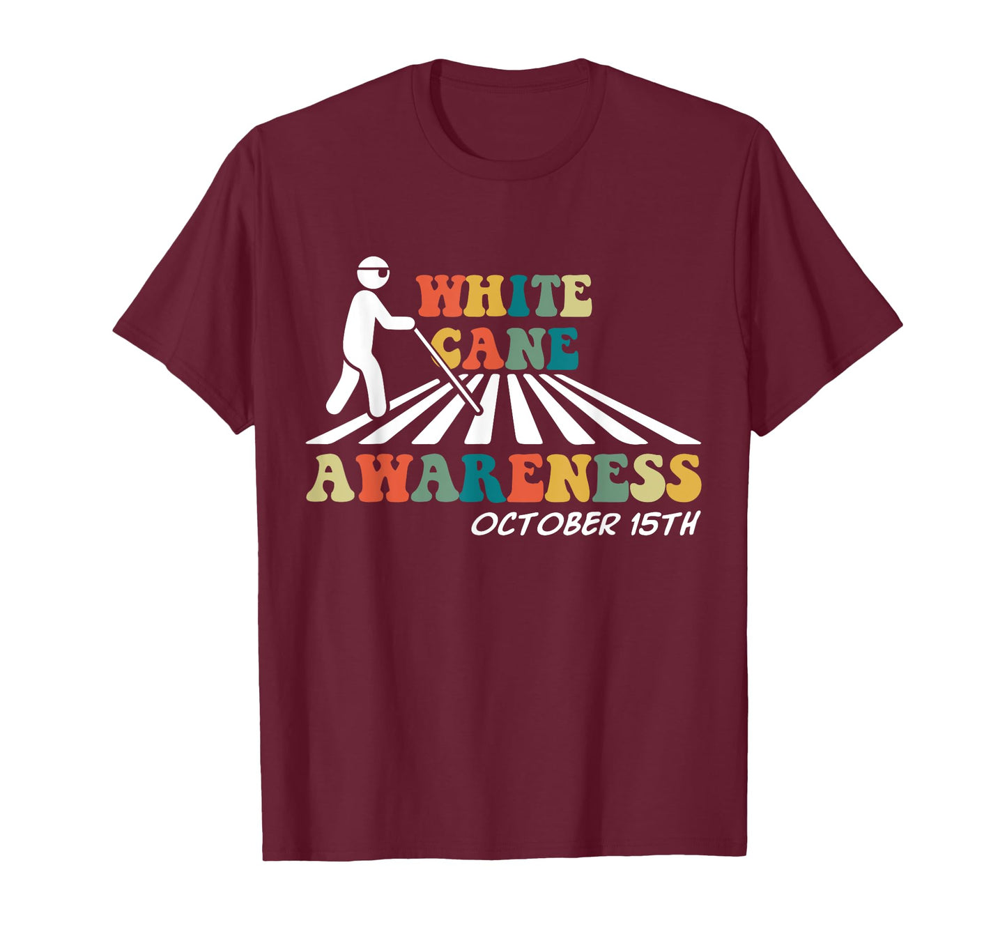 White Cane Awareness October 15th Retro Vintage T-Shirt